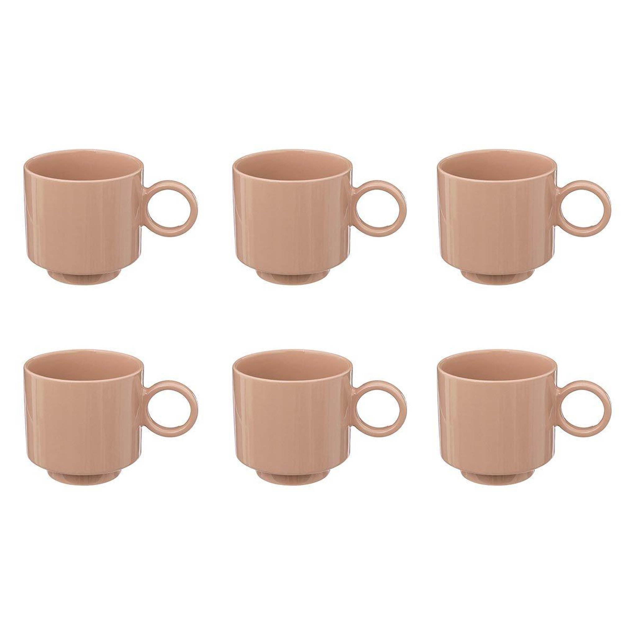 Voir la diapositive 1 : SECRET DE GOURMET Lot de 6 mugs en céramique  anne  38cl nude