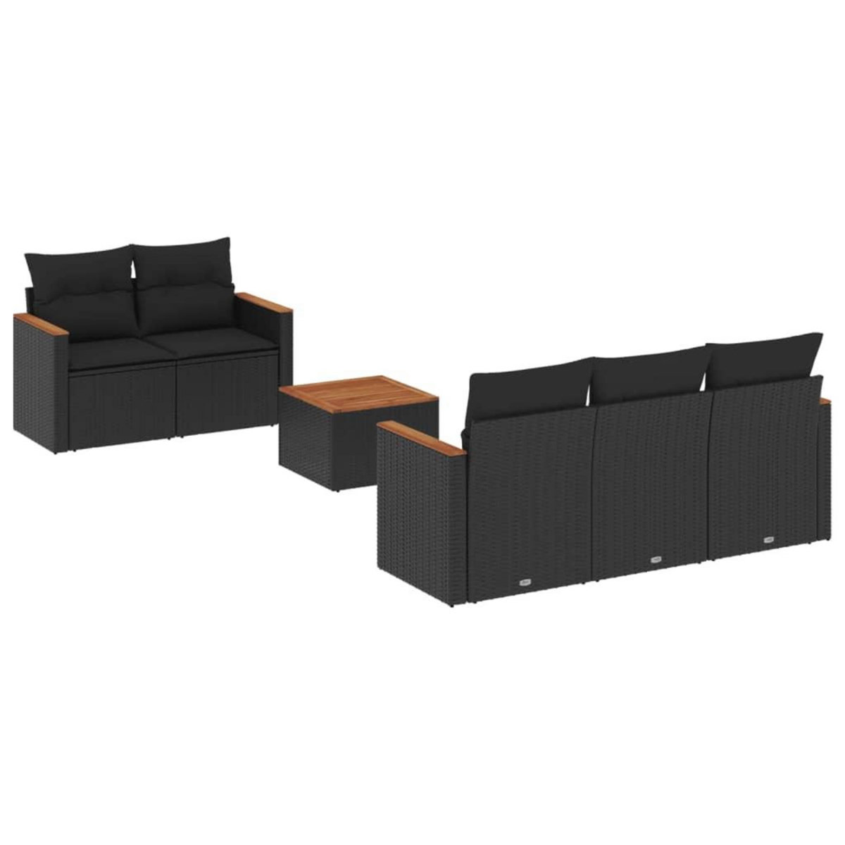VIDAXL Salon de jardin 6 pcs avec coussins noir resine tressee