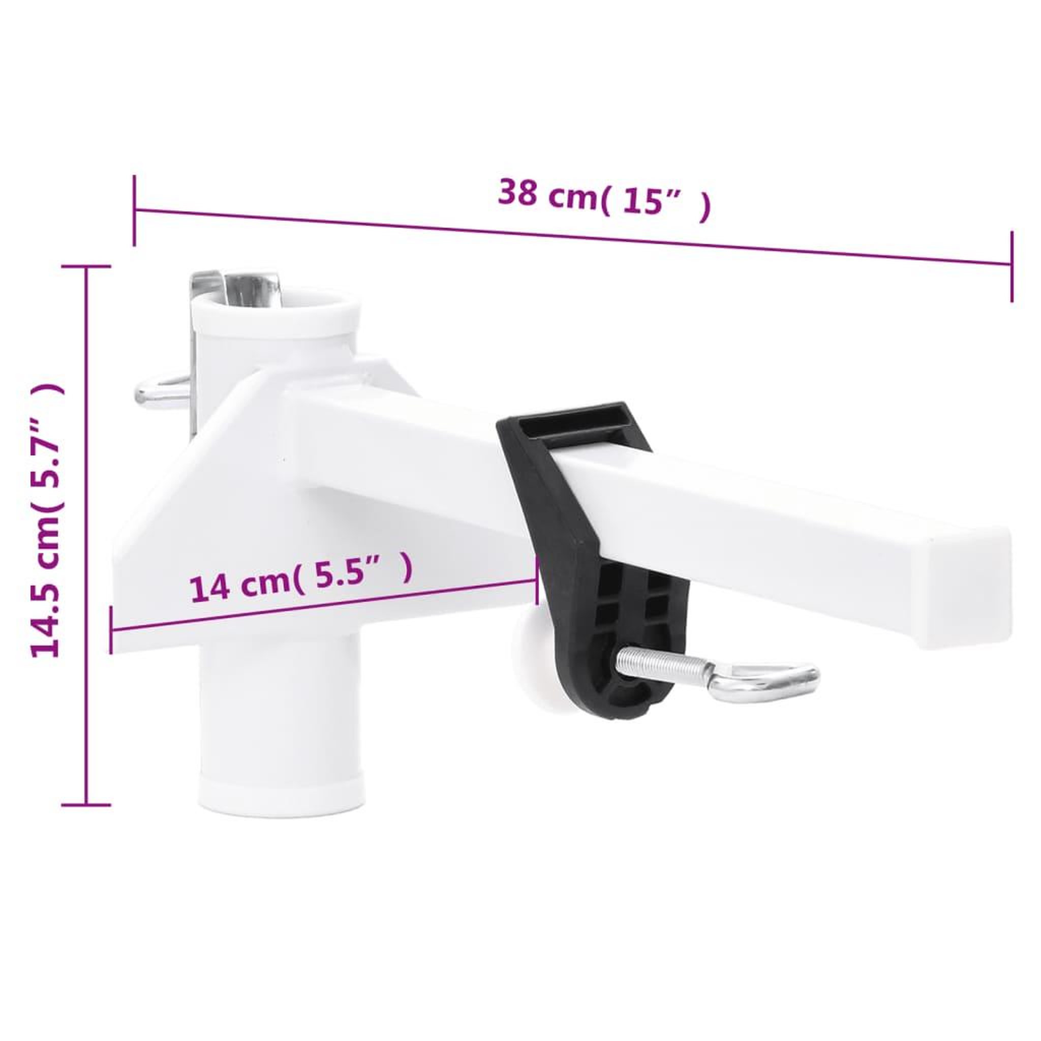 Voir la diapositive 6 : VIDAXL Pince a parasol pour balcon blanc 38 mm acier
