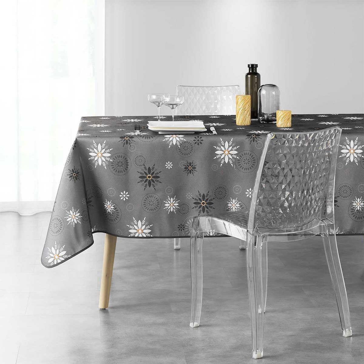 Paris Prix Nappe Imprimée  Enchante  150x240cm Anthracite