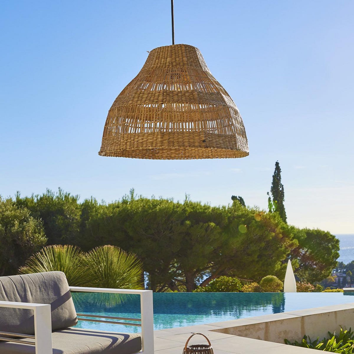 Lumisky Suspension d'extérieur nomade solaire MERIDA Beige Herbe marine H34cm