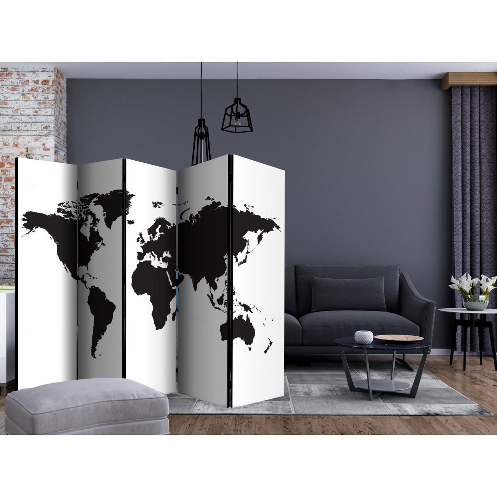Voir la diapositive 2 : Paris Prix Paravent 5 volets  black & white world  172x225cm