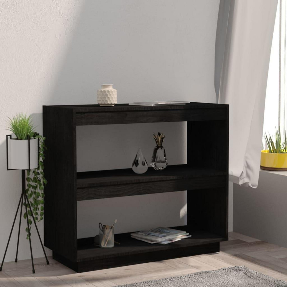 VIDAXL Bibliotheque Noir 80x35x71 cm Bois de pin massif