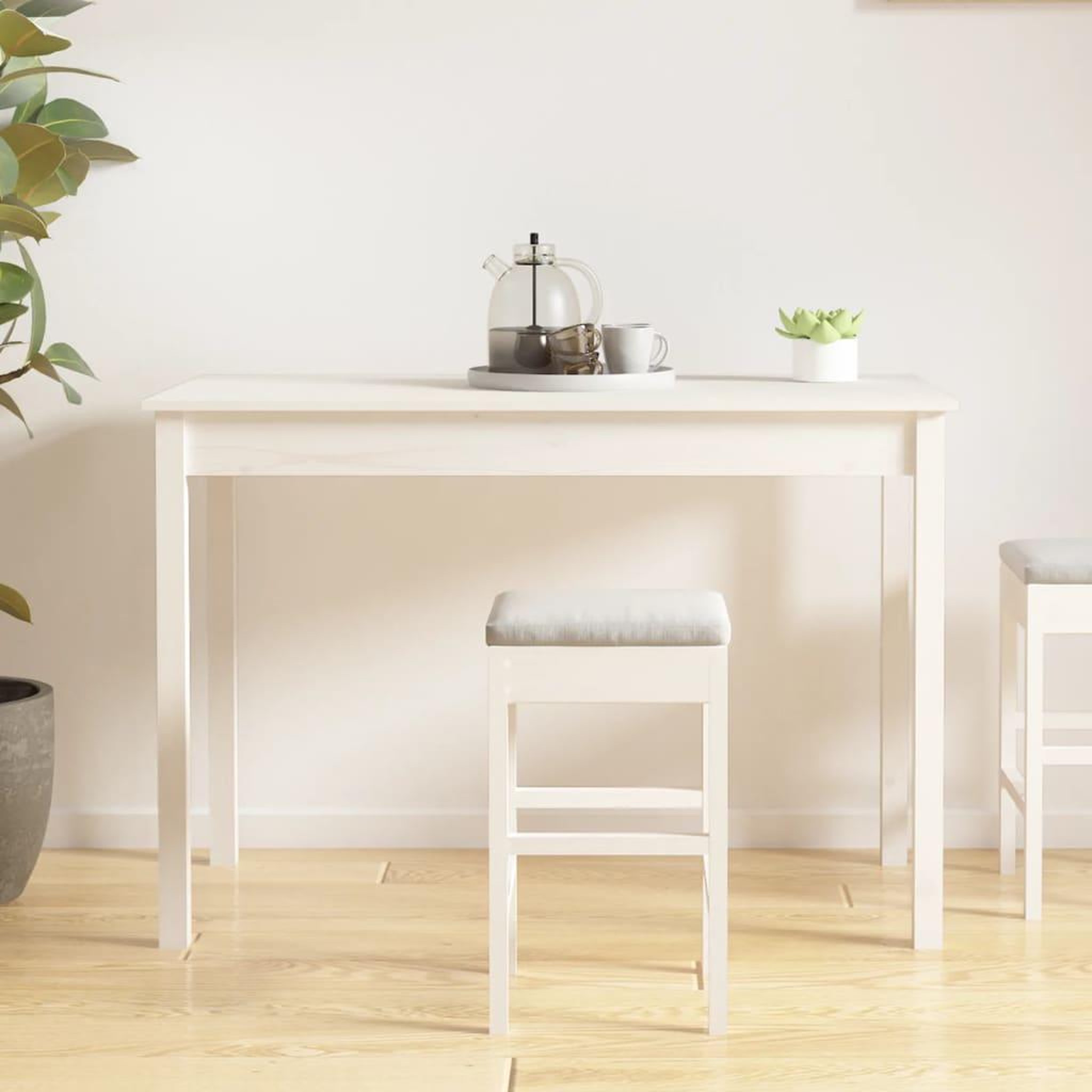Voir la diapositive 5 : VIDAXL Table a manger Blanc 110x55x75 cm Bois massif de pin