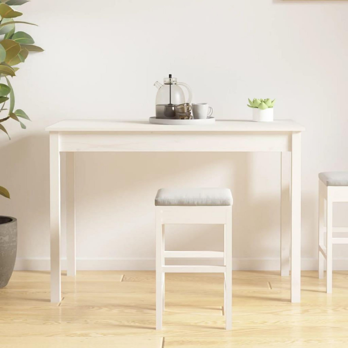 VIDAXL Table a manger Blanc 110x55x75 cm Bois massif de pin