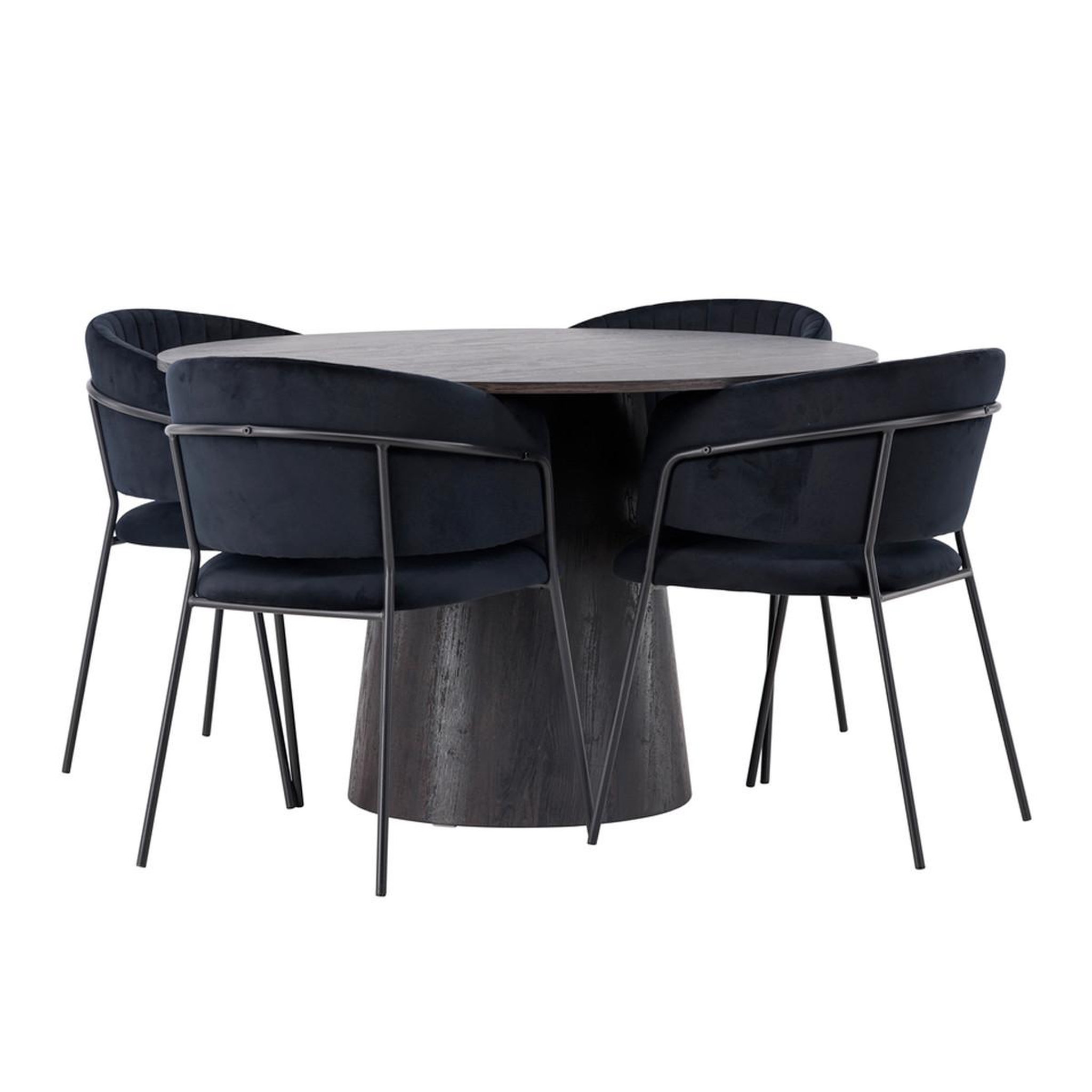 Paris Prix Ensemble table à manger & 4 chaises  lanzo & selma  120cm noir & moka