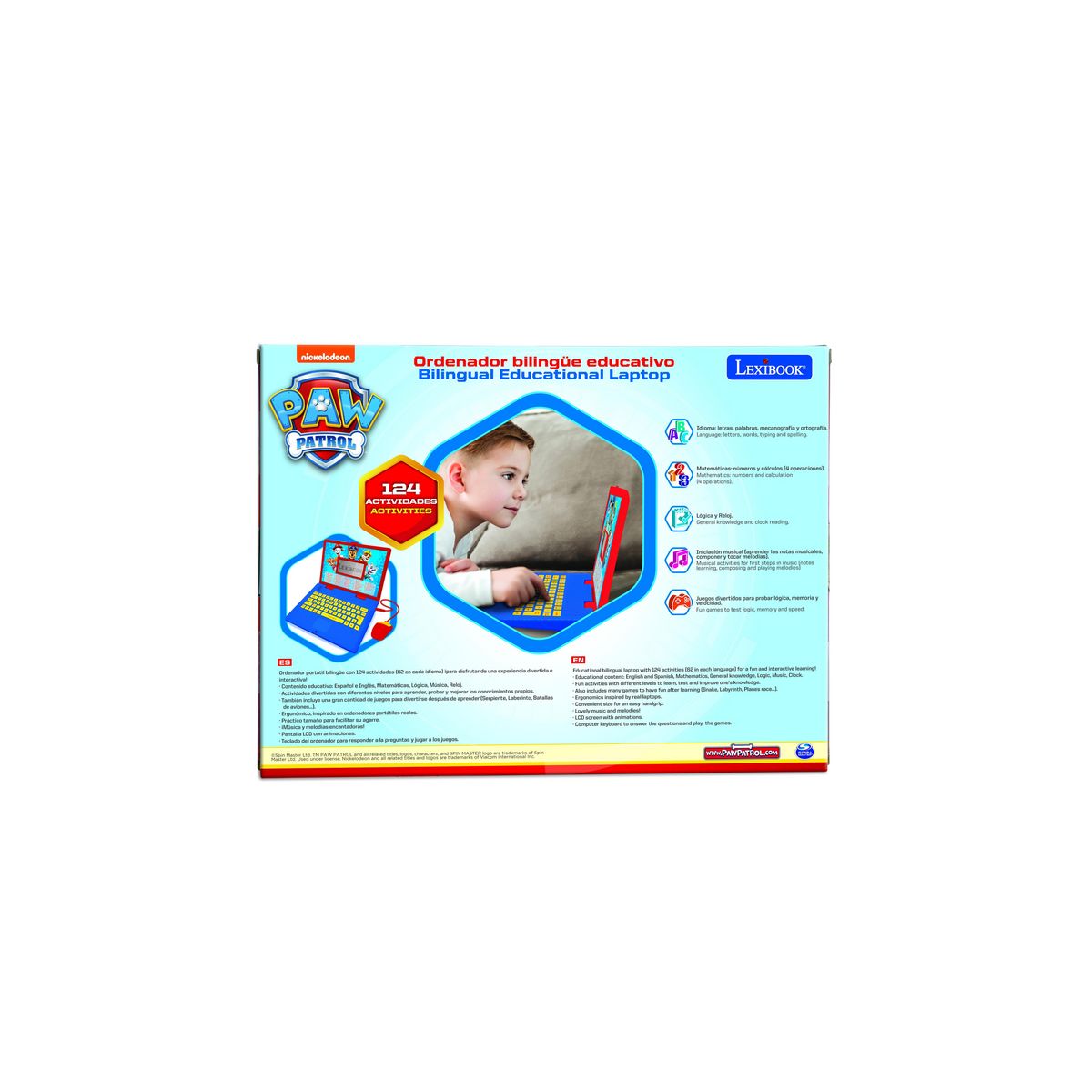 Lexibook Ordinateur portable éducatif bilingue La Pat Patrouille (ES/EN)