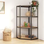 VIDAXL Etagere d'angle a 4 niveaux Anthracite Acier bois d'ingenierie