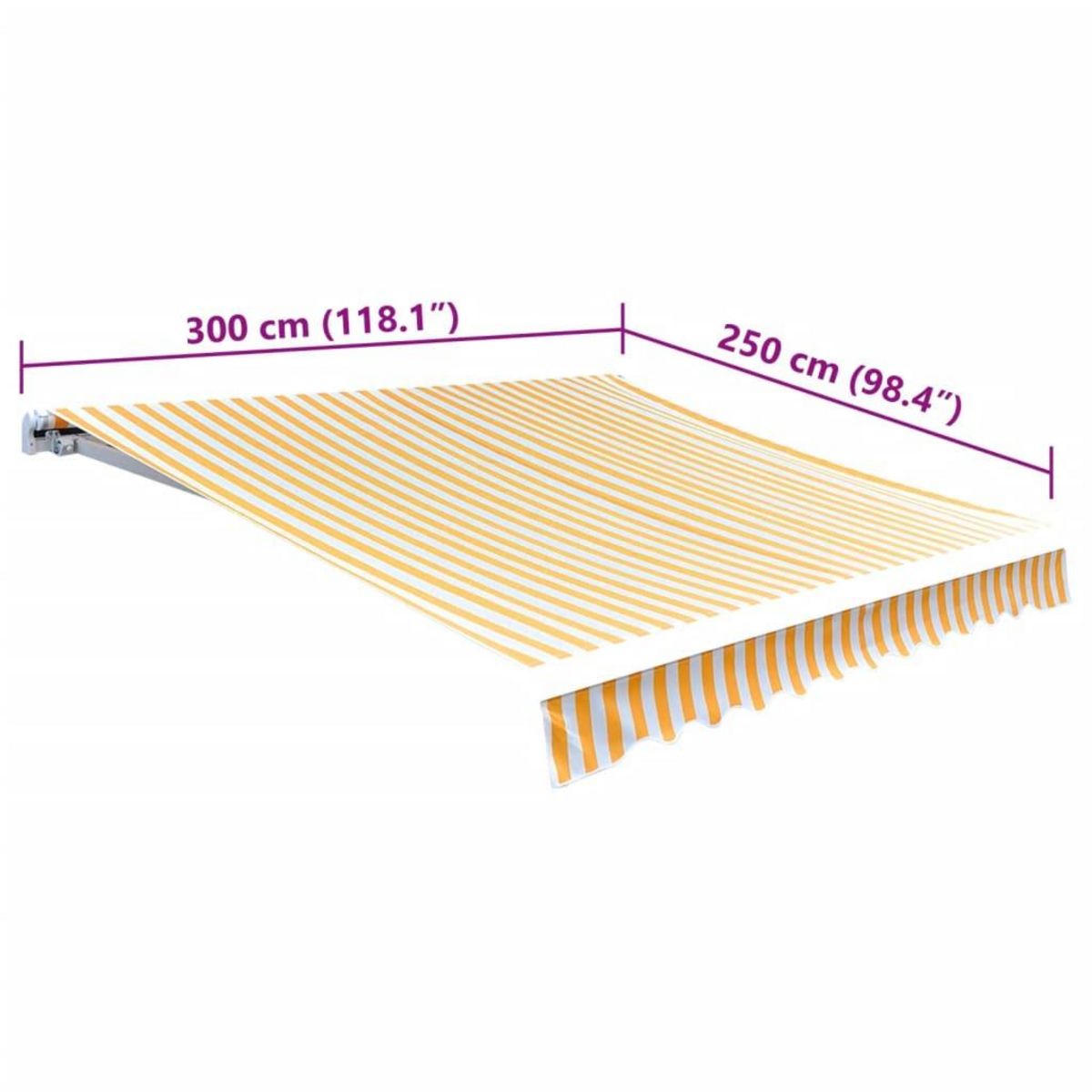 VIDAXL Tissu d'auvent Jaune tournesol/blanc 3x2,5 m (cadre non inclus)