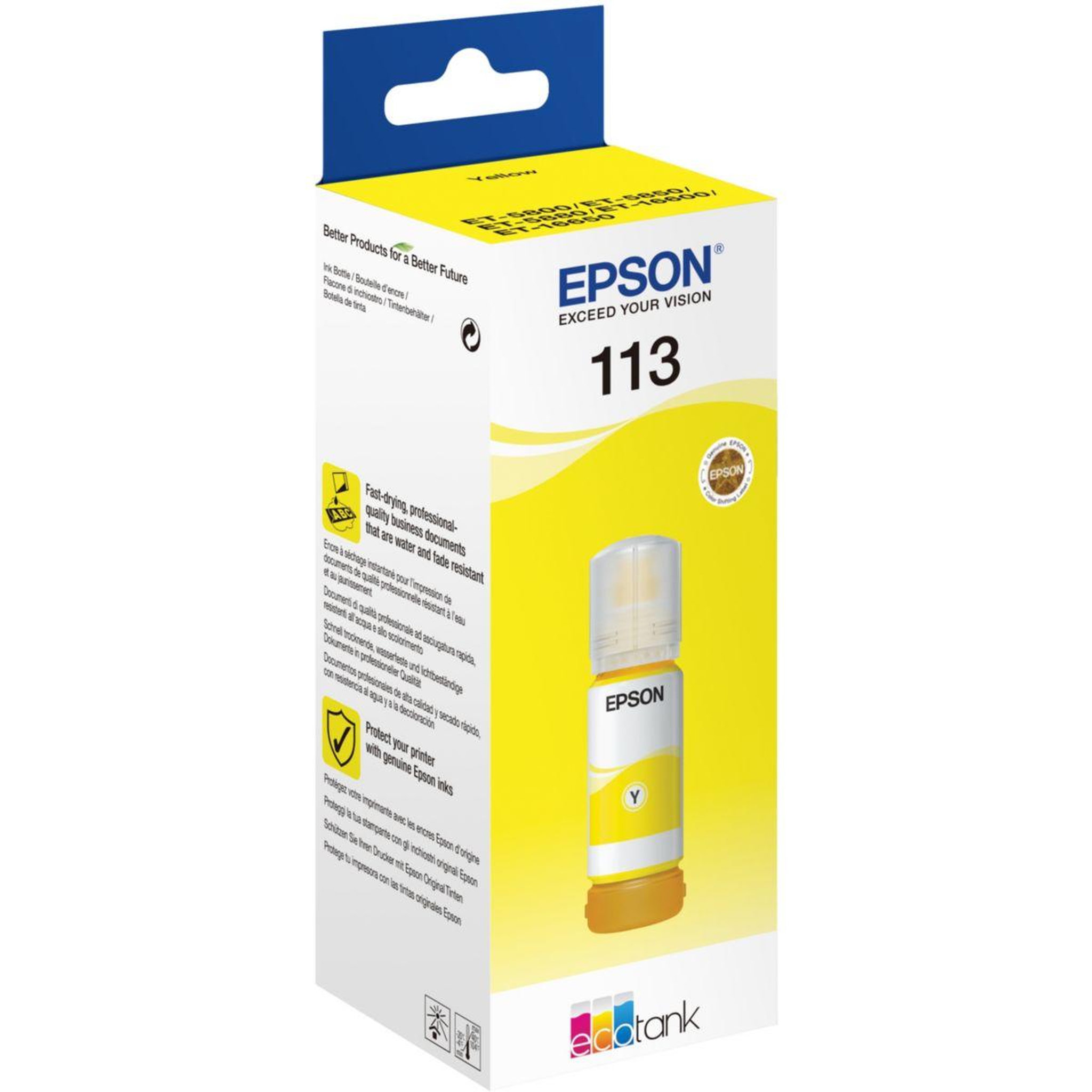 Voir la diapositive 2 : Epson Encre bouteille d'encre ecotank 113 jaune (yellow) 70ml - c13t06b44a