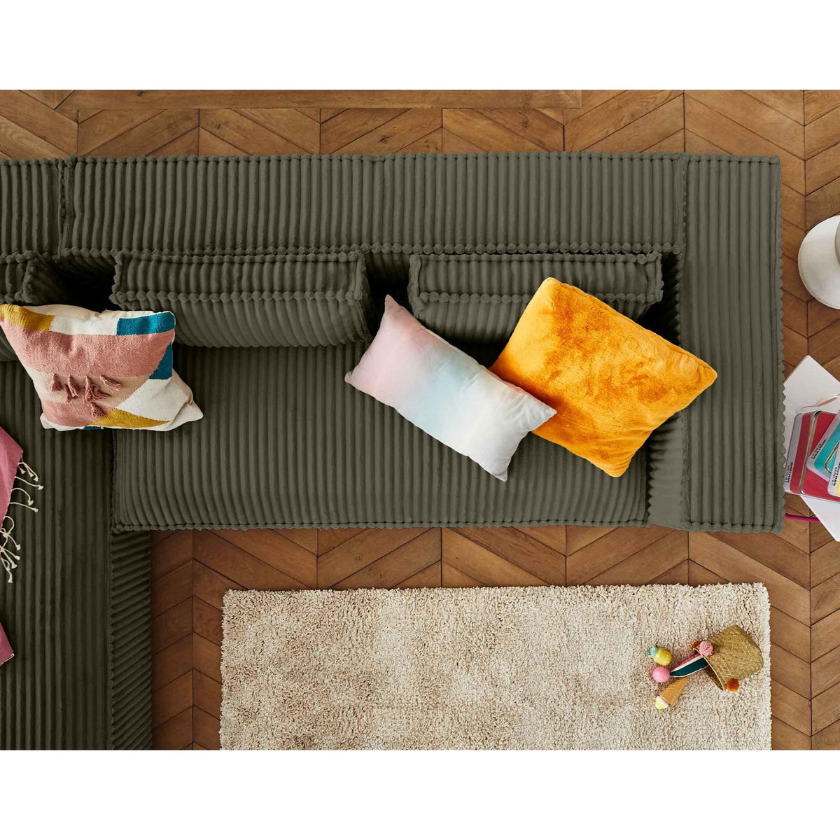 LISA DESIGN Stella - canapé d'angle gauche - 4 places - en velours côtelé grosses côtes