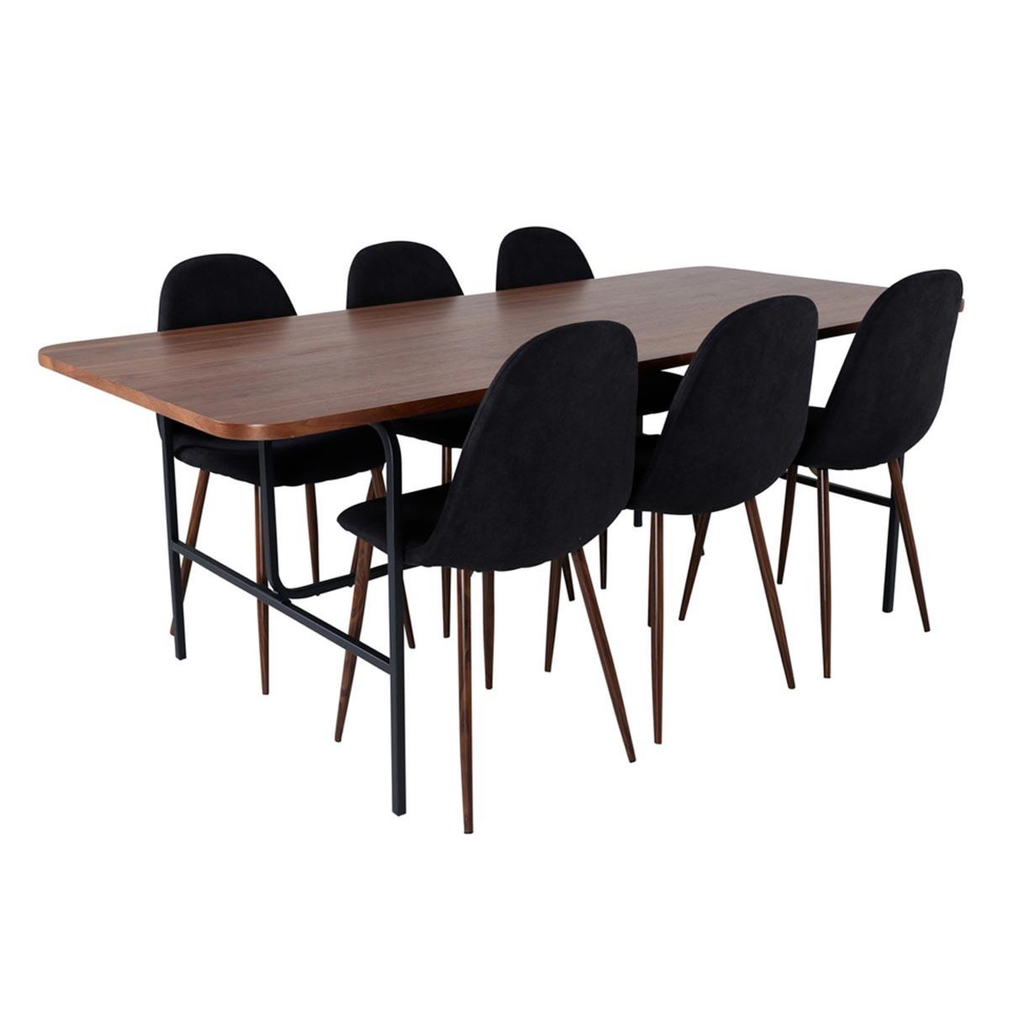 Paris Prix Ensemble table à manger & 6 chaises  uno & polar  200cm noyer & noir
