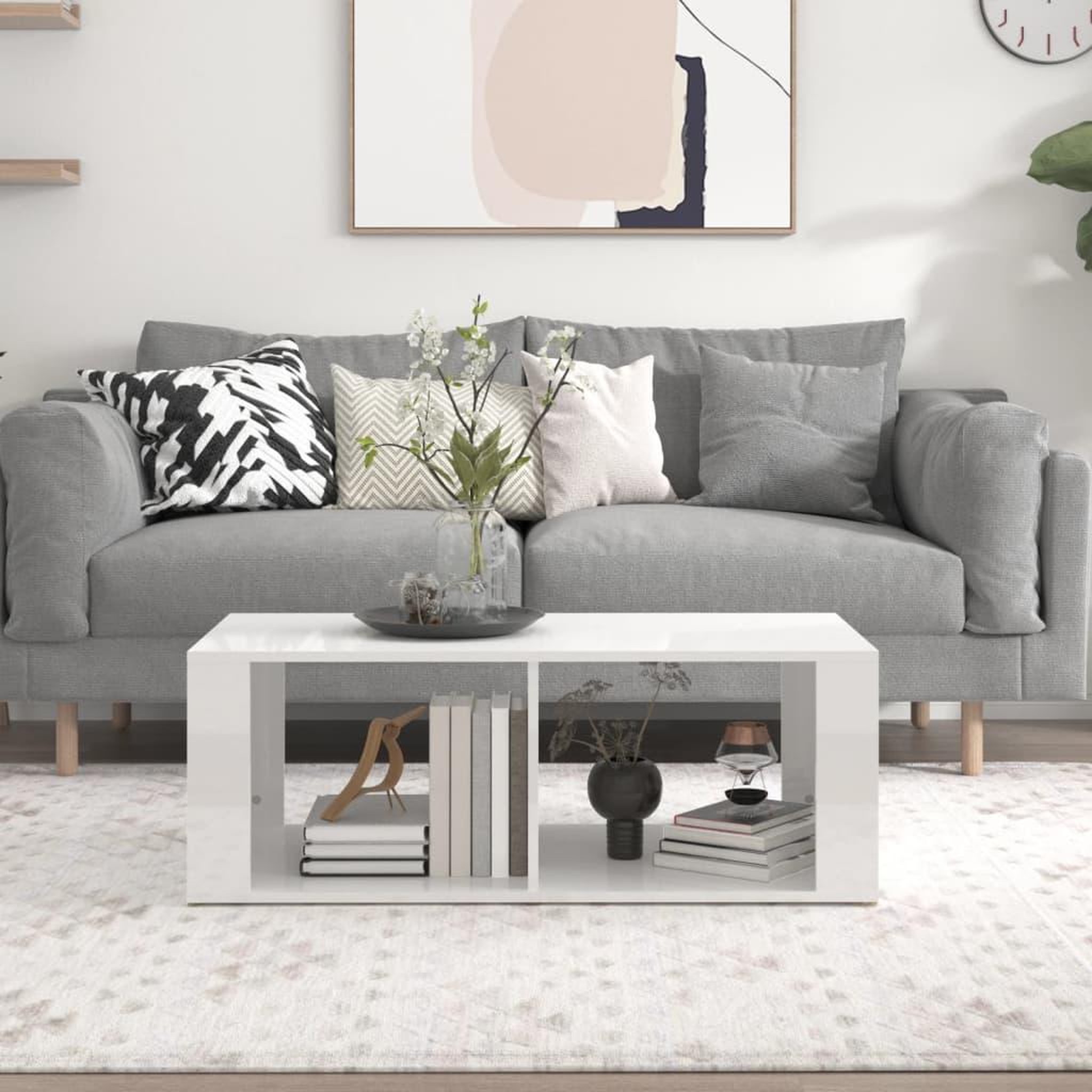 Voir la diapositive 3 : VIDAXL Table basse Blanc brillant 100x50x36 cm Bois d'ingenierie