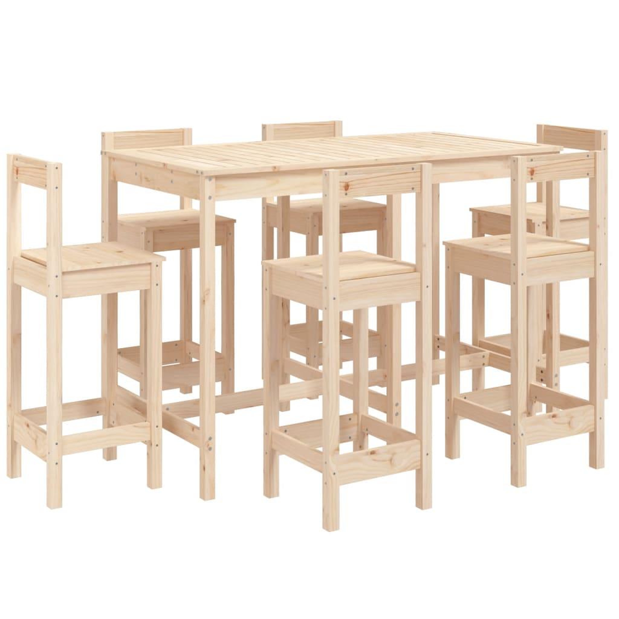 Voir la diapositive 2 : VIDAXL Ensemble de bar de jardin 7 pcs Bois de pin massif