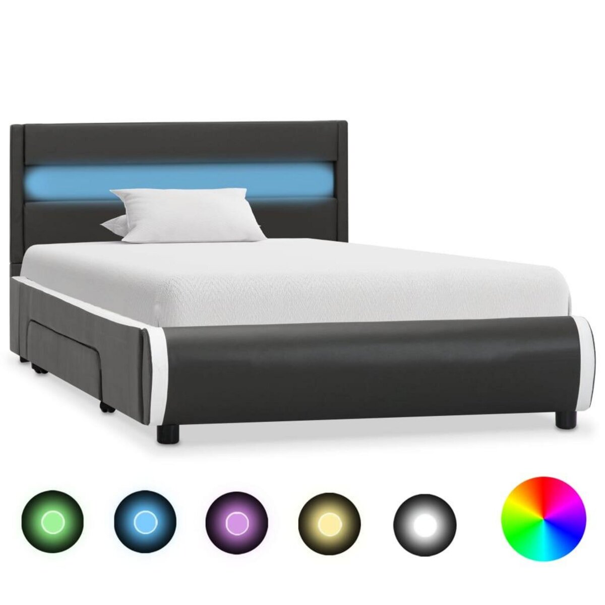 VIDAXL Cadre de lit avec LED Anthracite Similicuir 100x200 cm