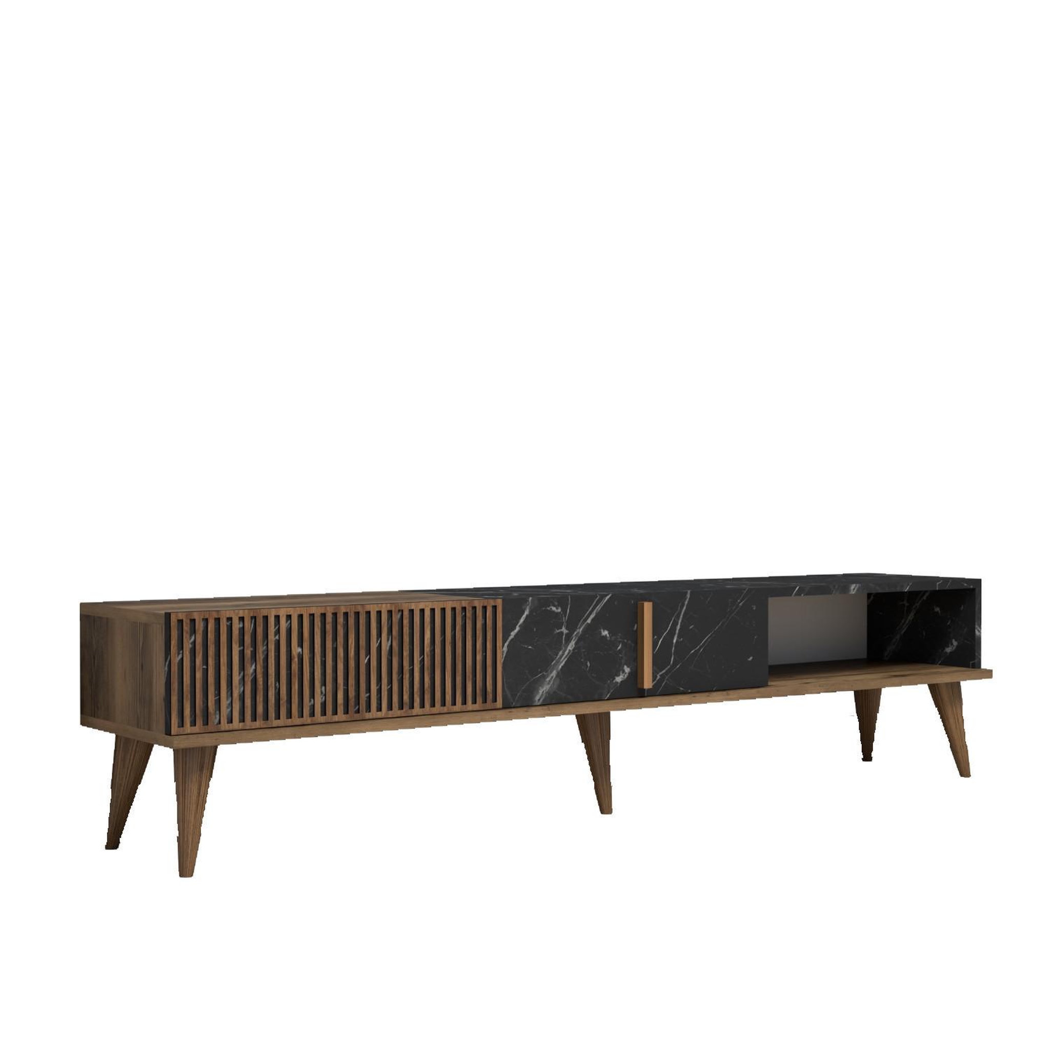 Habitat et Jardin Meuble tv en bois  milan  - 180 x 35 x 40 cm - noyernoir