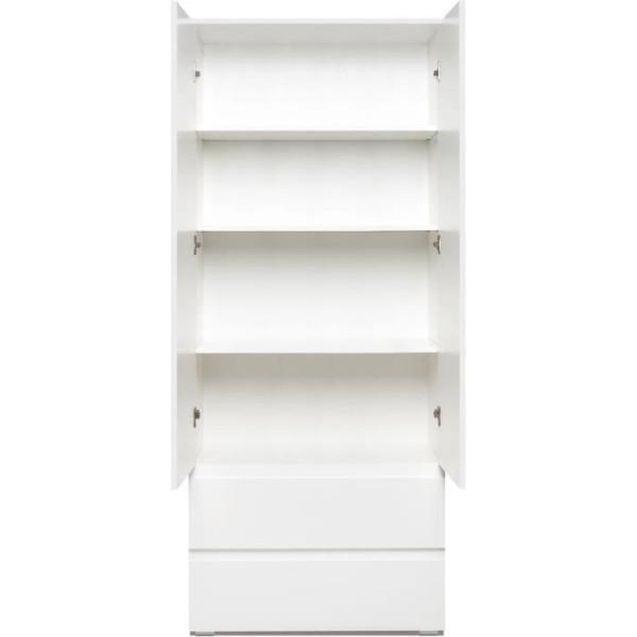 Voir la diapositive 4 : MARKET24 Armoire IMAGE7 - 2 portes + 2 tiroirs - Blanc Mat - L80 x H191 x P40 cm