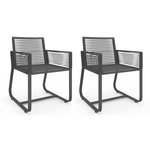 ID MARKET Lot de 2 fauteuils de jardin ODESSA métal et cordage gris