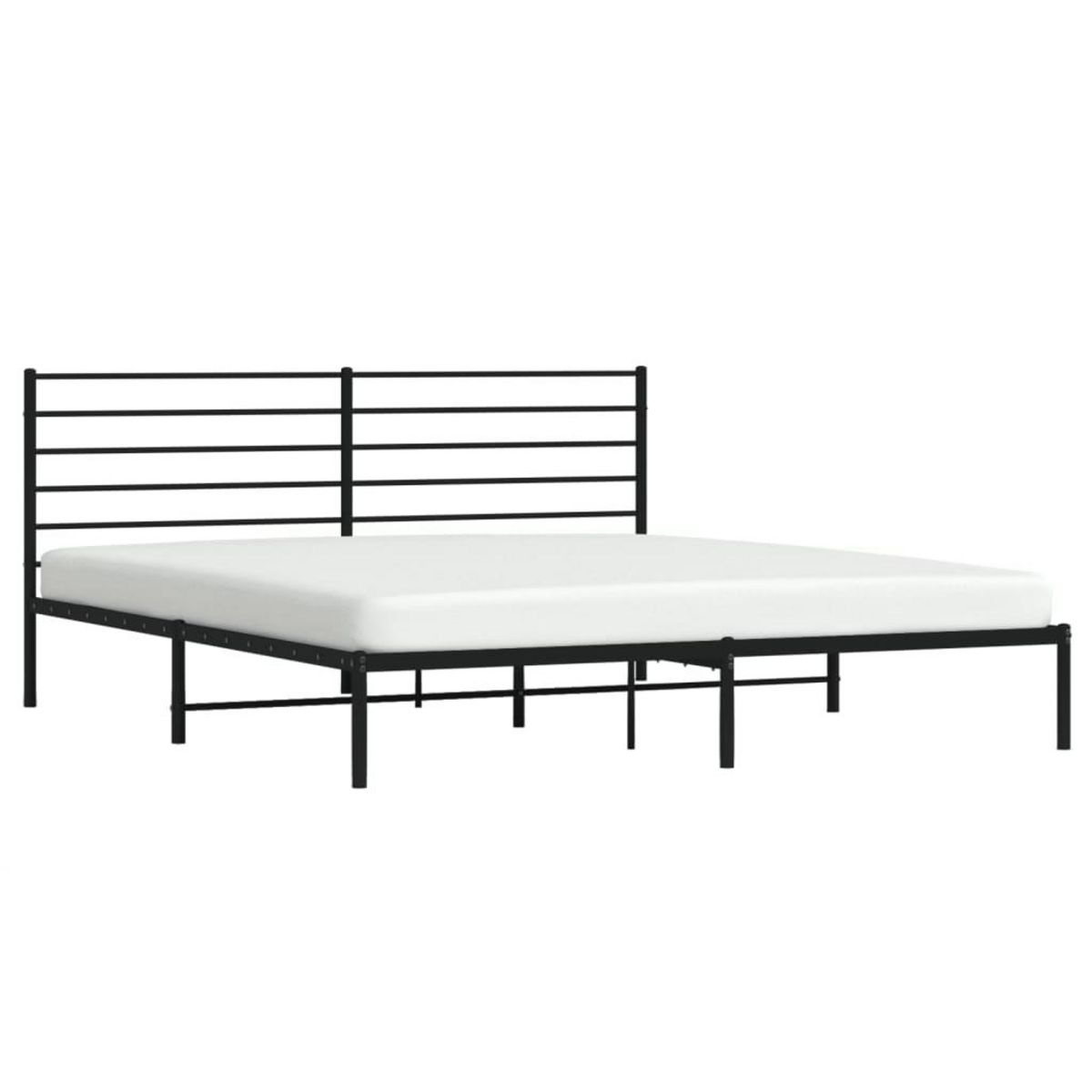 VIDAXL Cadre de lit metal sans matelas et tete de lit noir 180x200 cm