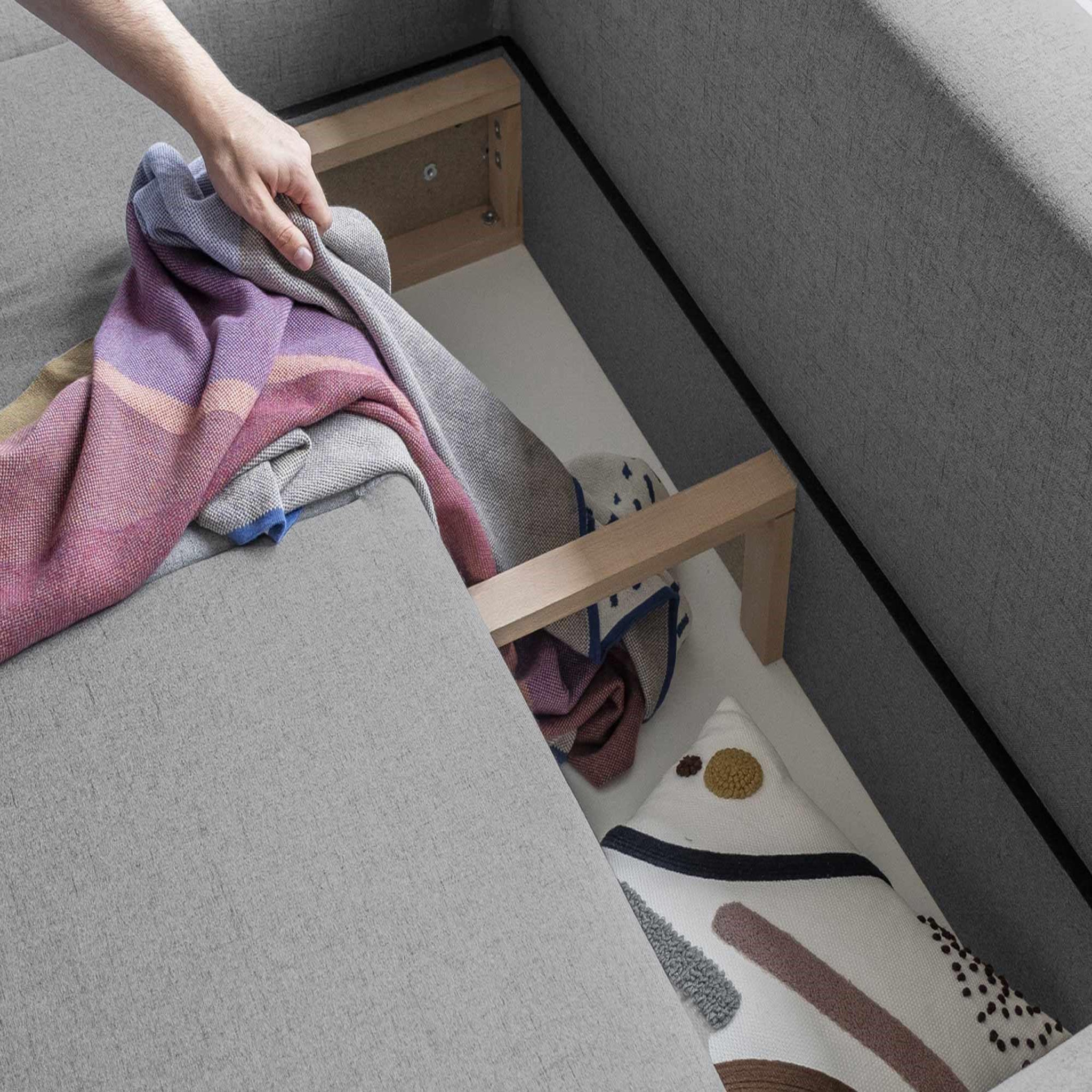 Voir la diapositive 4 : BEST MOBILIER Olli - canapé d'angle droit - convertible - avec coffre - 4 places - en tissu