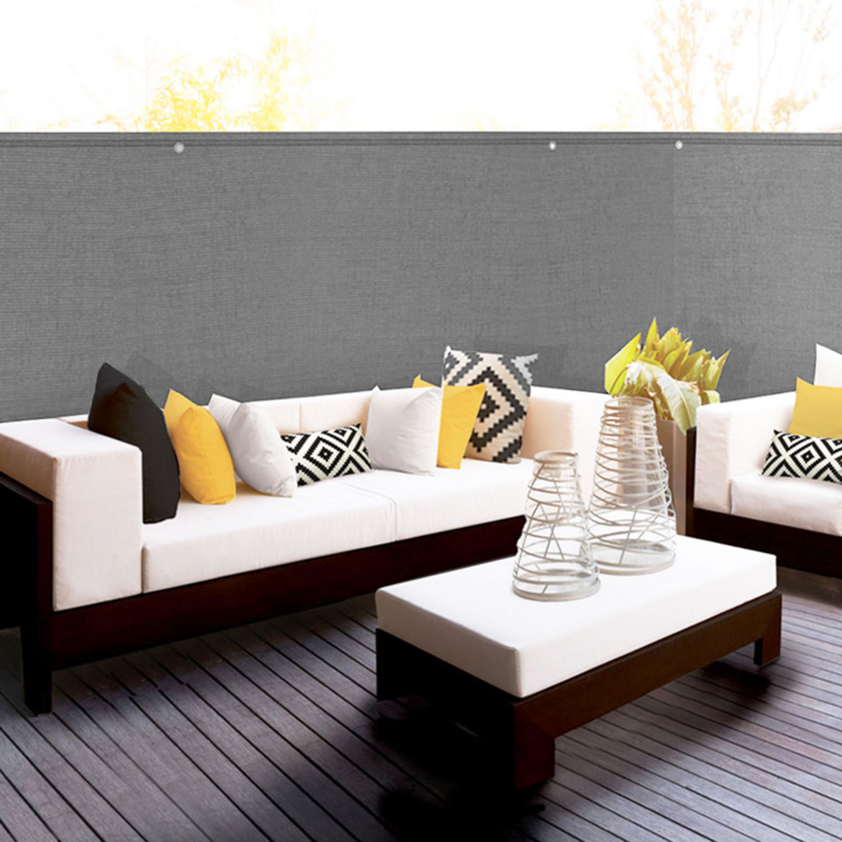 ID MARKET Brise vue haute densité 1,5 x 10 M gris clair 300 gr/m² qualité PRO