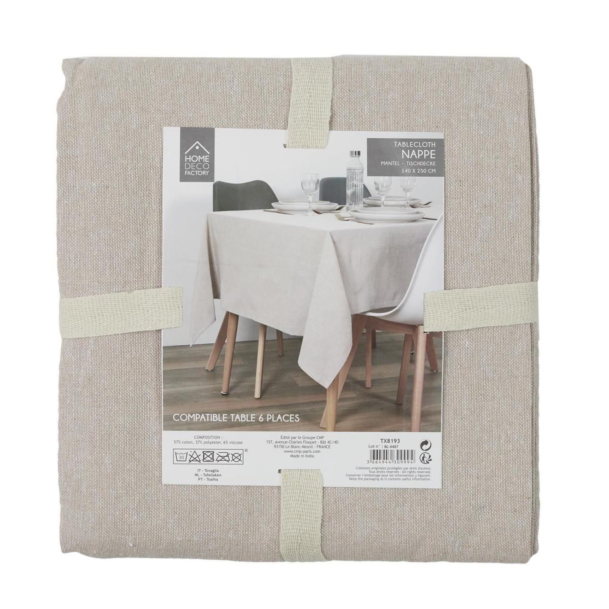 Voir la diapositive 3 : The Home Deco Factory Nappe rectangulaire  tolma  140x250cm beige