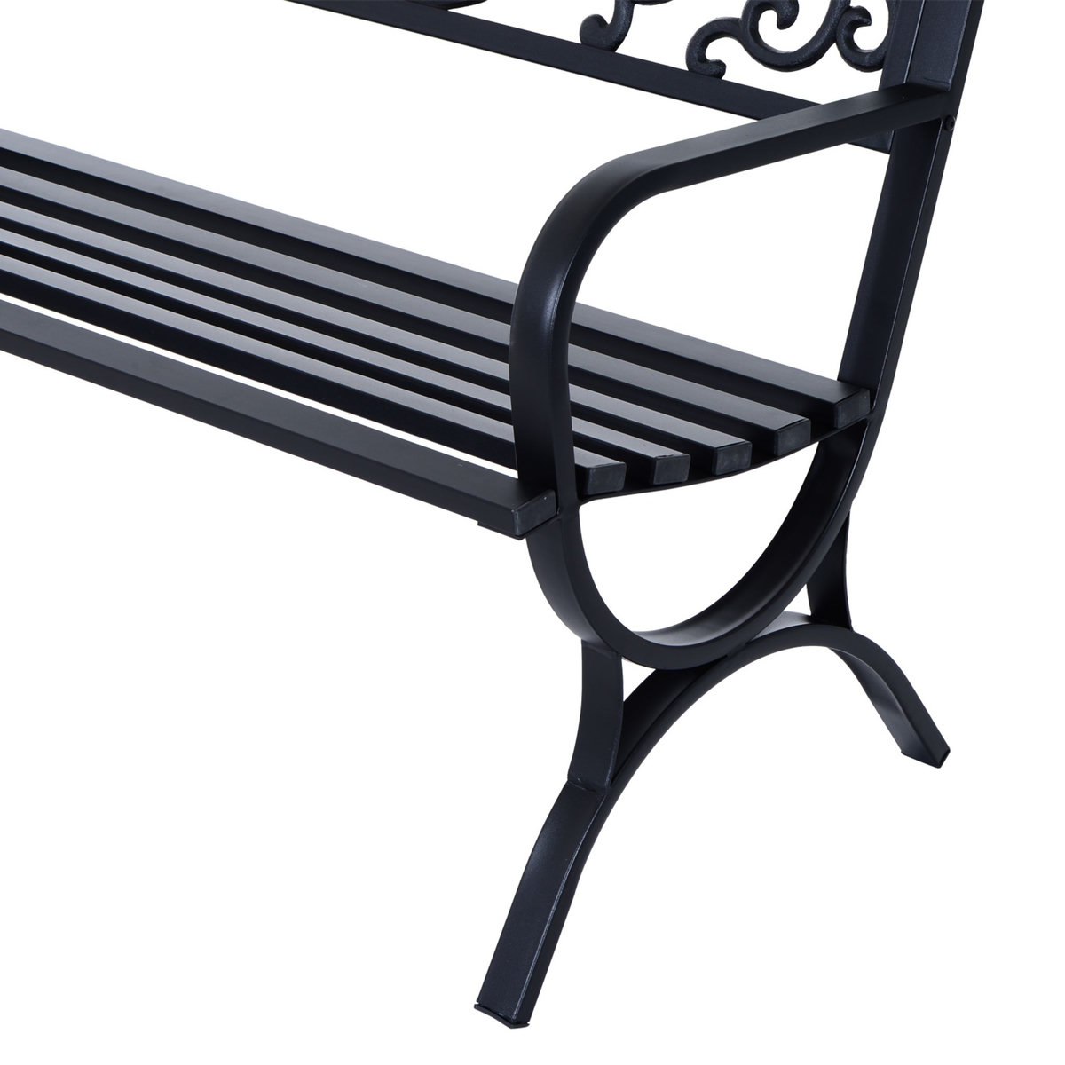 OUTSUNNY Outsunny Banc de Jardin terrasse en Acier Fonte Noir 3 Places 127 x 60 x 85 cm Charge Max 250 Kg