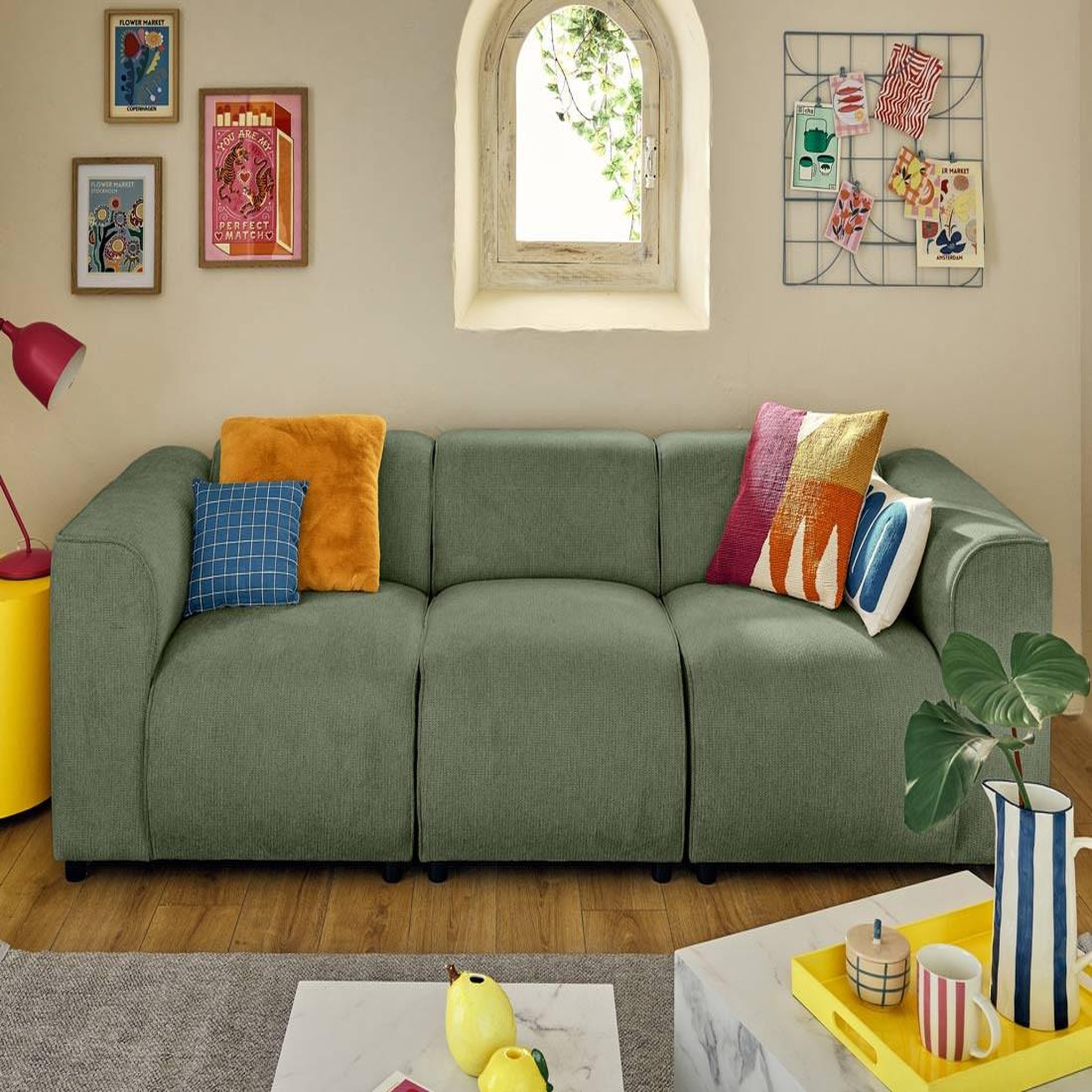 Voir la diapositive 1 : LISA DESIGN Suaro - canapé modulable 3 places en tissu texturé