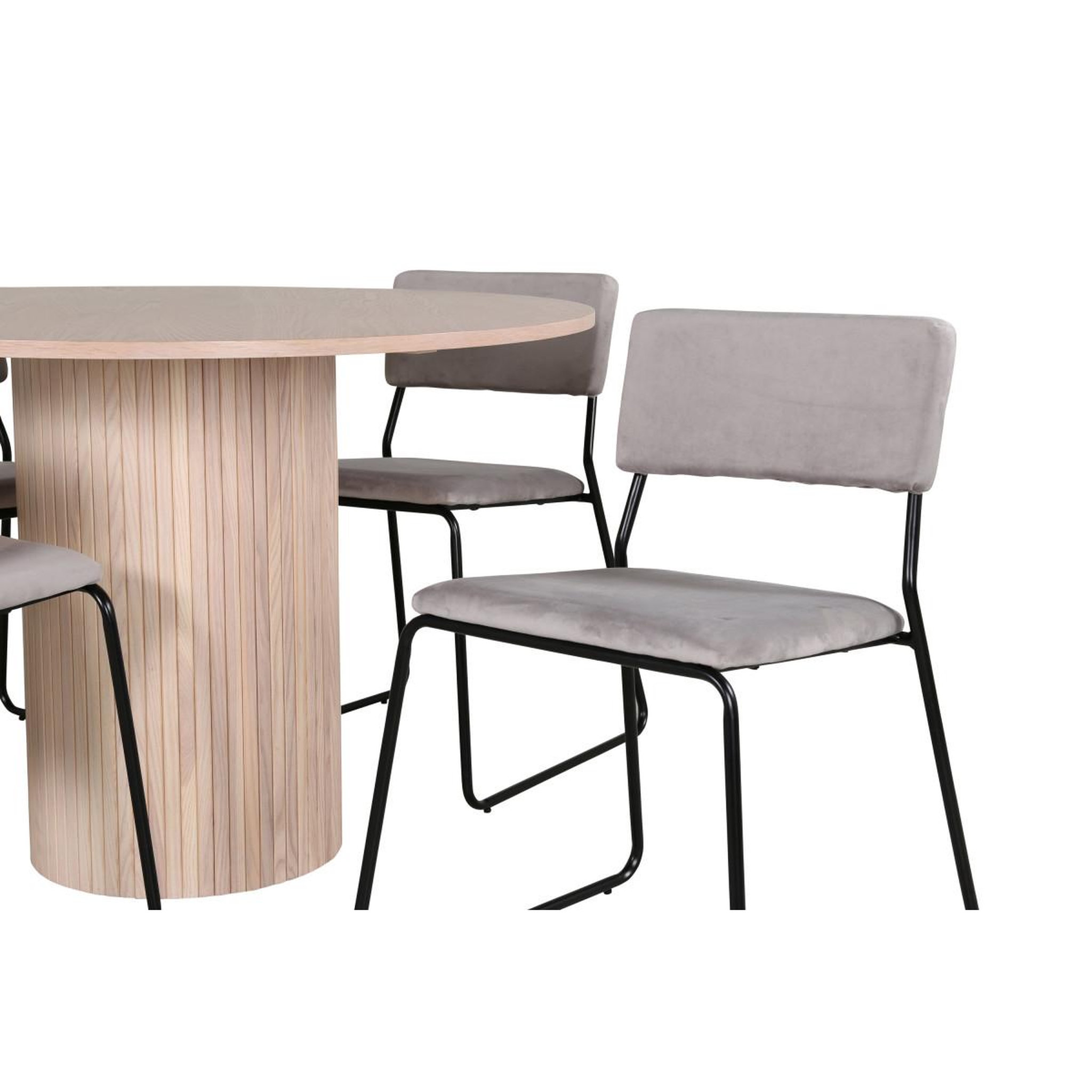 Voir la diapositive 4 : Paris Prix Ensemble table à manger & 4 chaises  bianca & kenth  110cm naturel & gris