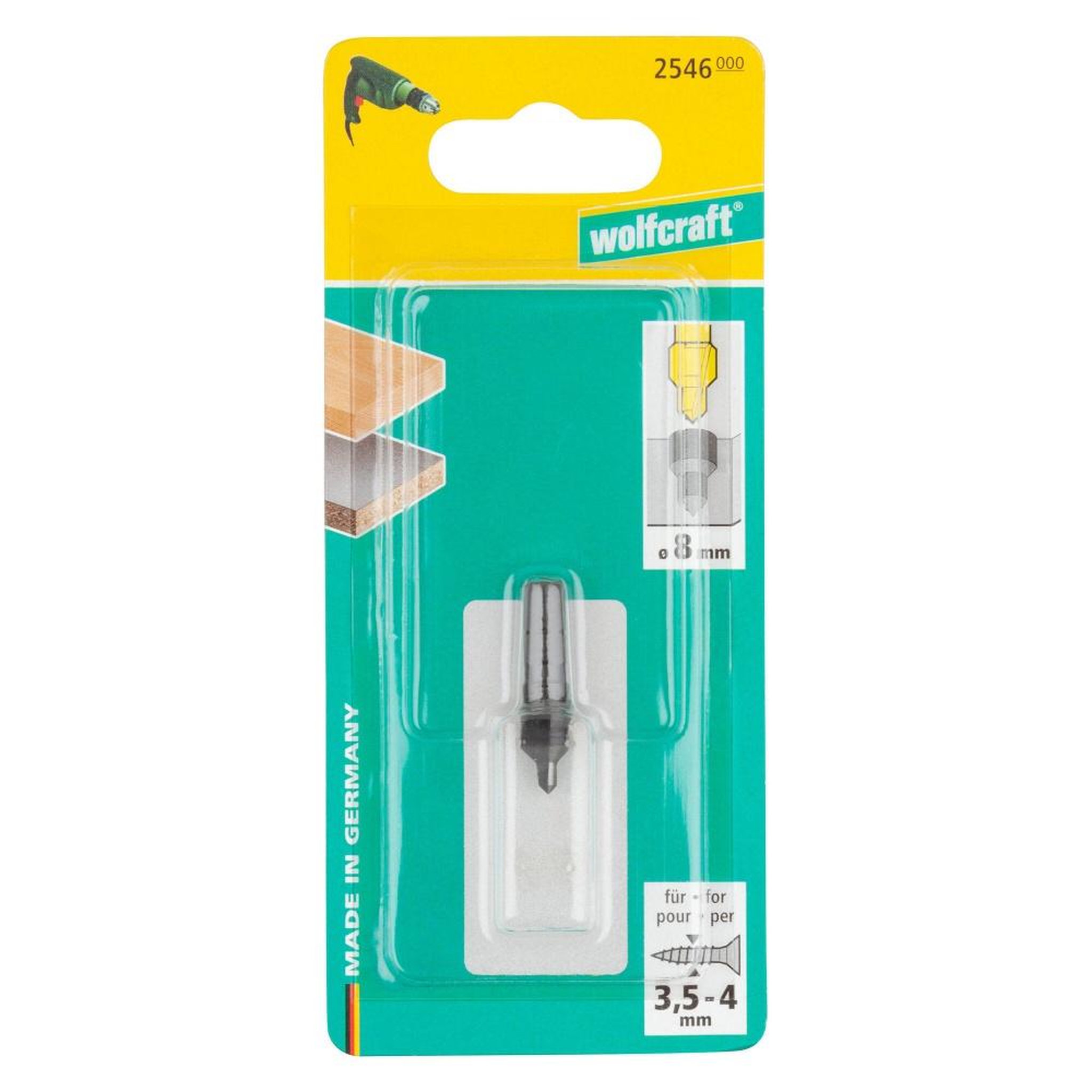 WOLFCRAFT Foret-fraise à tourillon 6 PANS diamètre 8 mm WOLFCRAFT