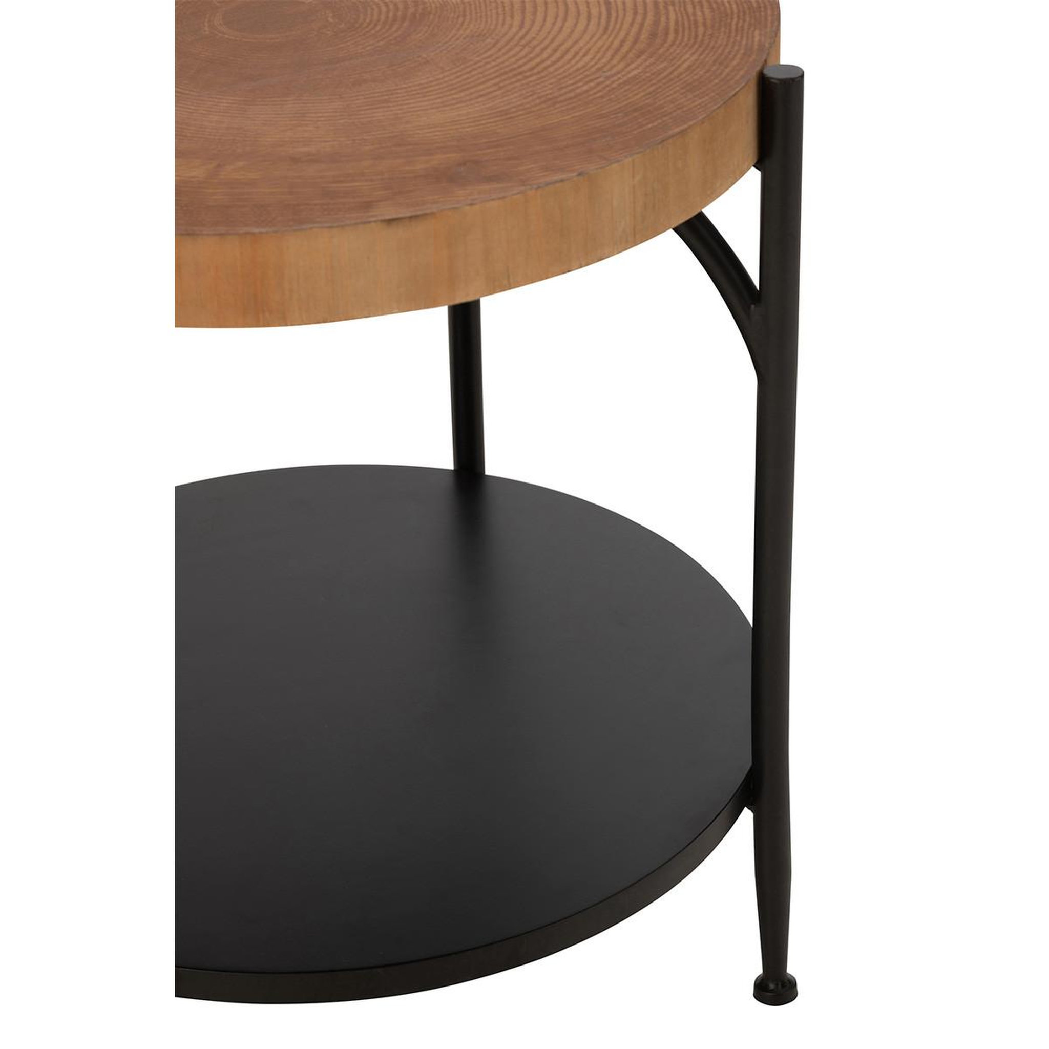 Voir la diapositive 3 : J-LINE Table d'appoint avec étagère  mia  50cm naturel & noir