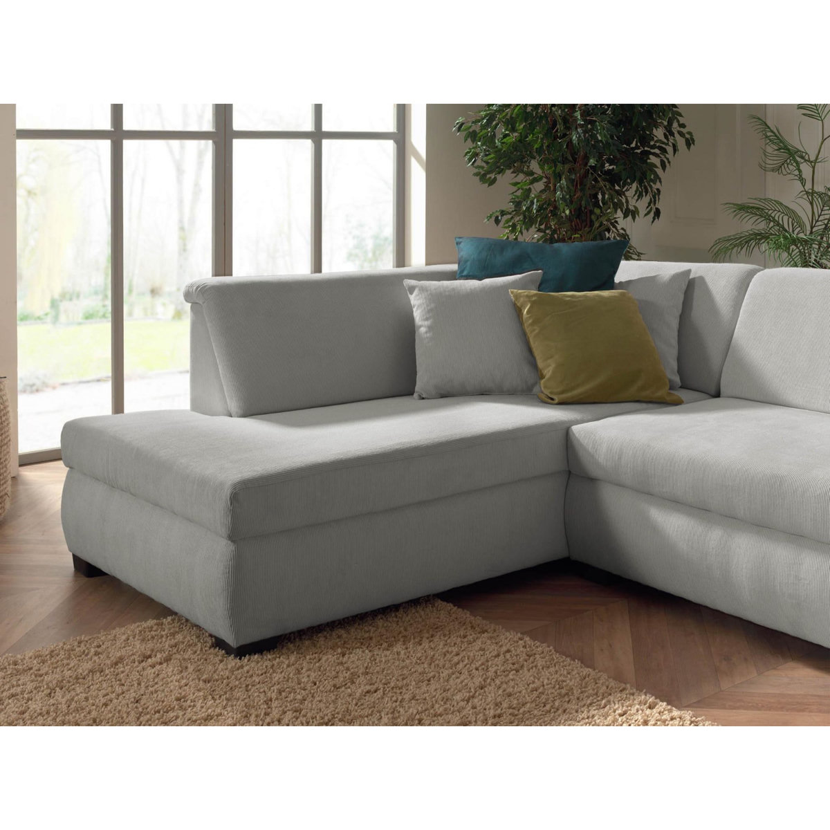 LISA DESIGN Malcom - canapé panoramique d'angle gauche - en velours côtelé