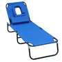 Voir la diapositive 1 : HOMCOM Transat de jardin chaise longue pliante bain de soleil pour lecture bleu