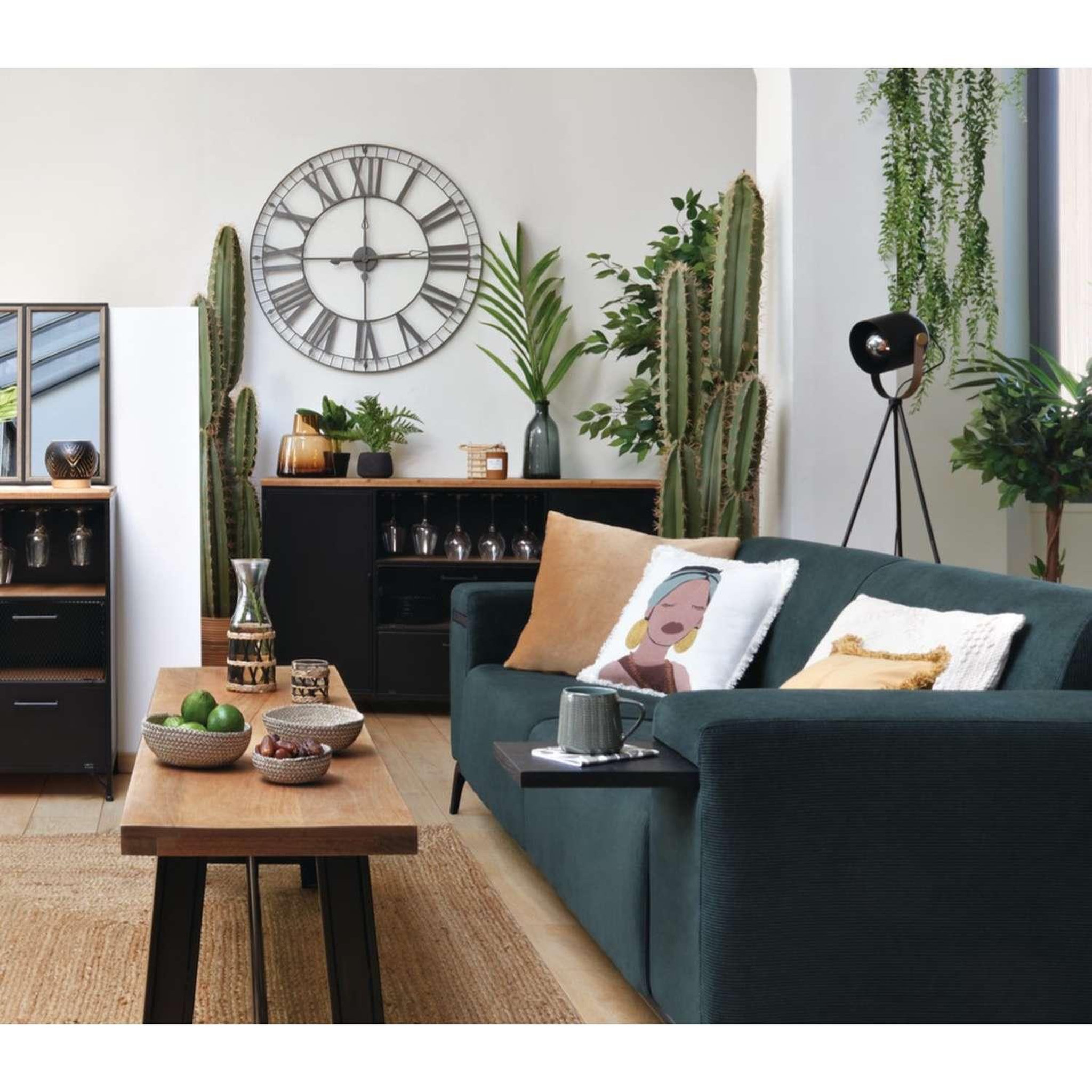 Voir la diapositive 2 : ATMOSPHERA Buffet 2 portes et 2 tiroirs en bois CIERNA - Noir et marron