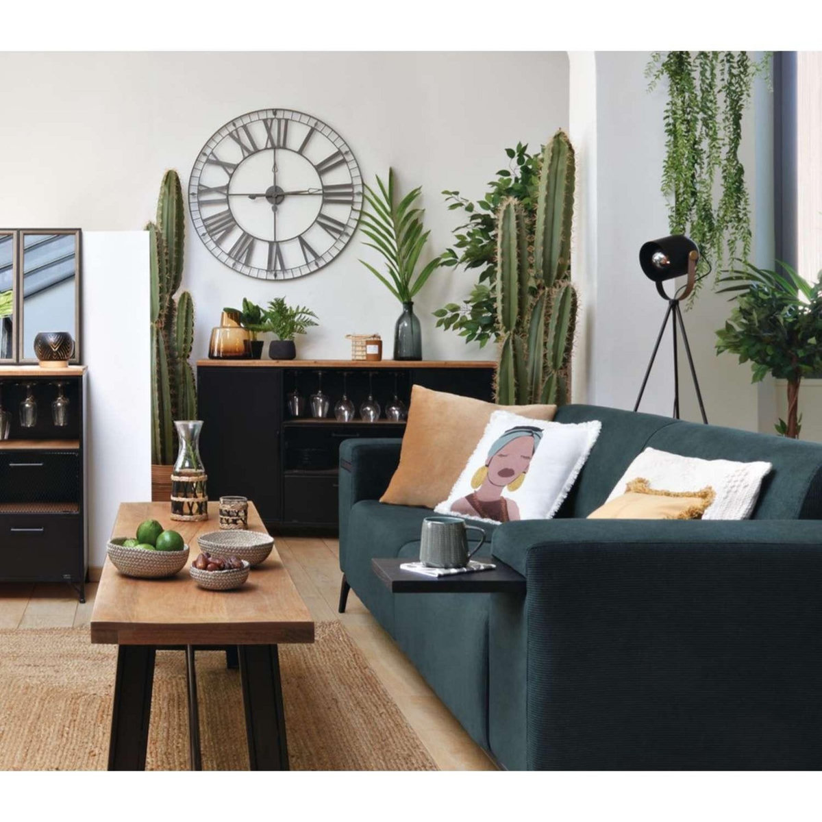 ATMOSPHERA Buffet 2 portes et 2 tiroirs en bois CIERNA - Noir et marron