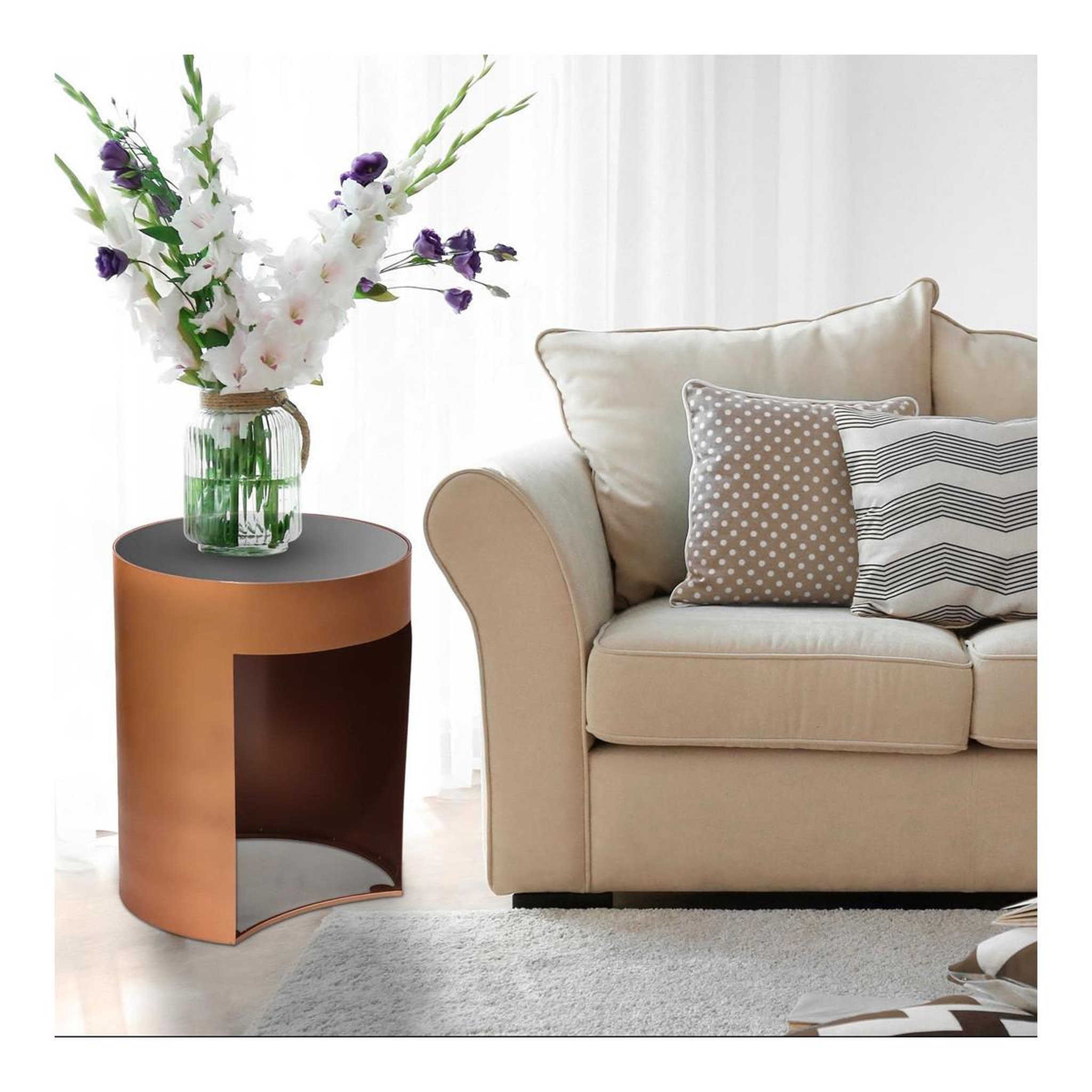 Voir la diapositive 2 : Paris Prix Table d'Appoint Design  Sela  50cm Cuivre & Noir