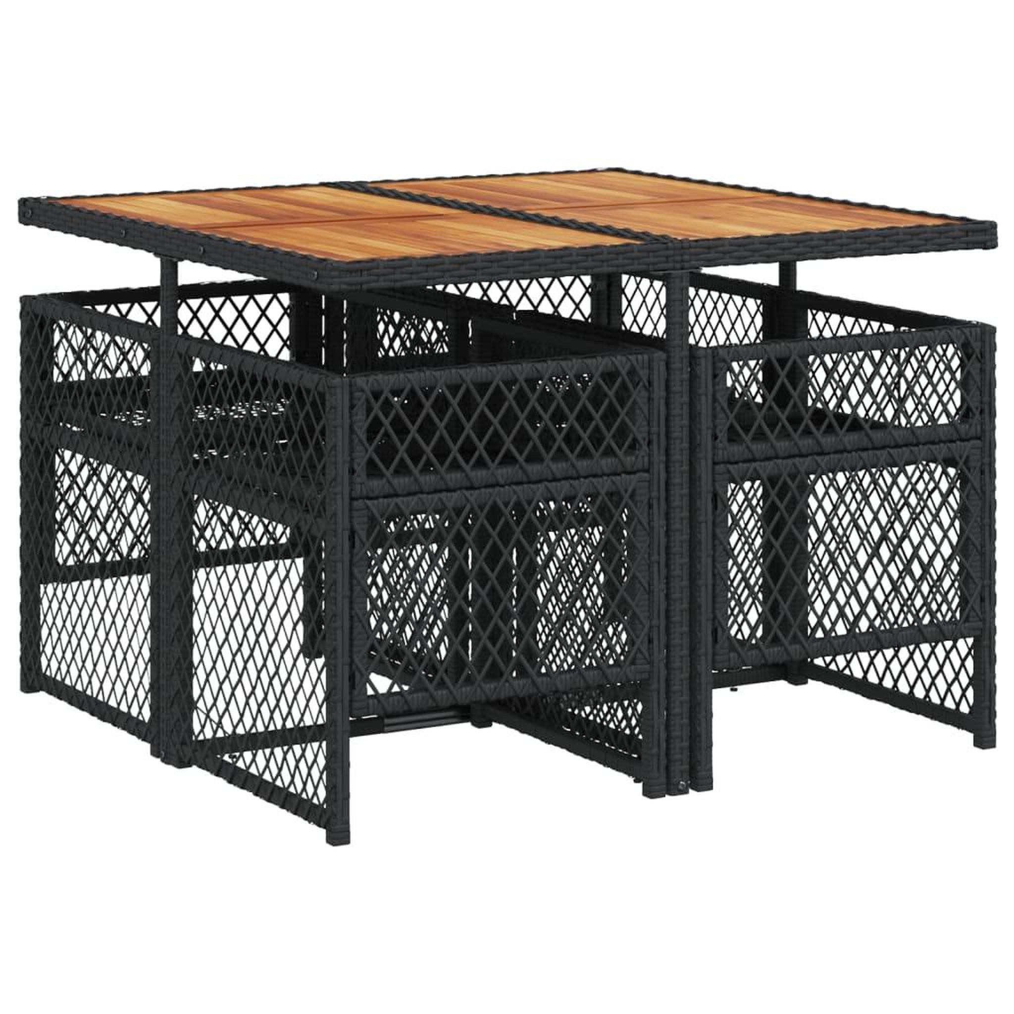 Voir la diapositive 5 : VIDAXL Ensemble a manger de jardin coussins 5pcs noir resine tressee