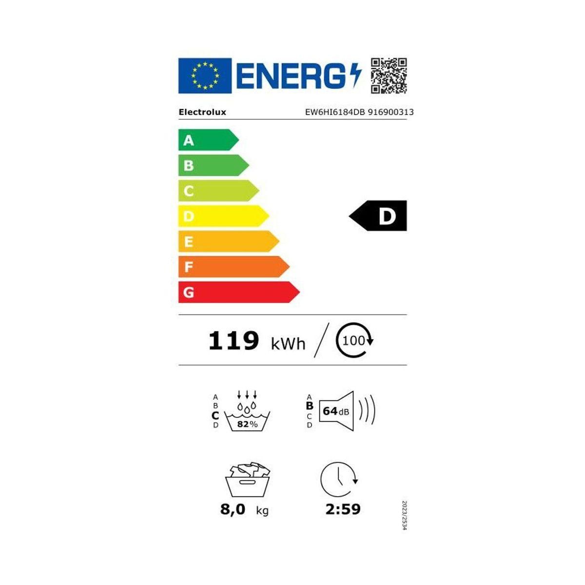 ELECTROLUX Sèche linge pompe à chaleur EW6HI6184DB