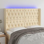 Voir la diapositive 1 : VIDAXL Tete de lit a LED Creme 163x16x118/128 cm Tissu