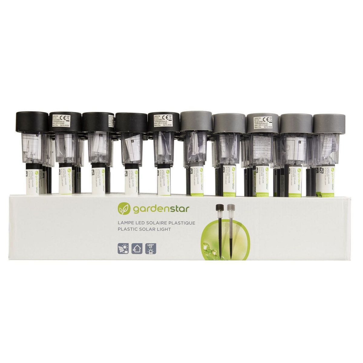 GARDENSTAR Borne solaire en plastique H30cm LED blanche 