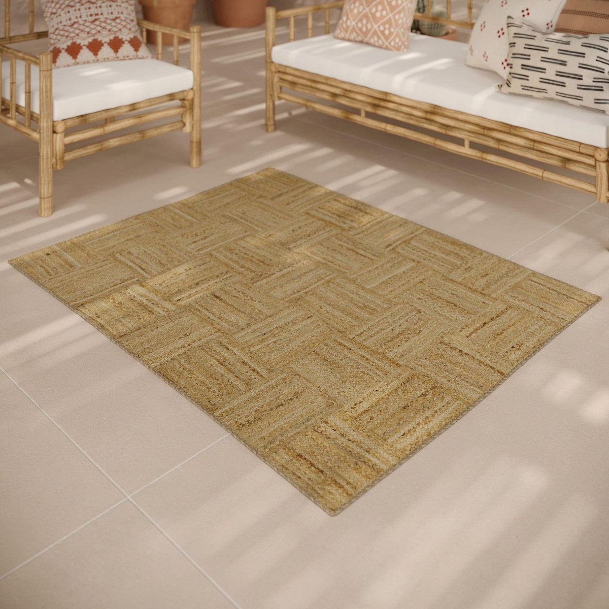 Rendez vous déco Tapis rectangulaire en jute 120 x 150 cm-Kara