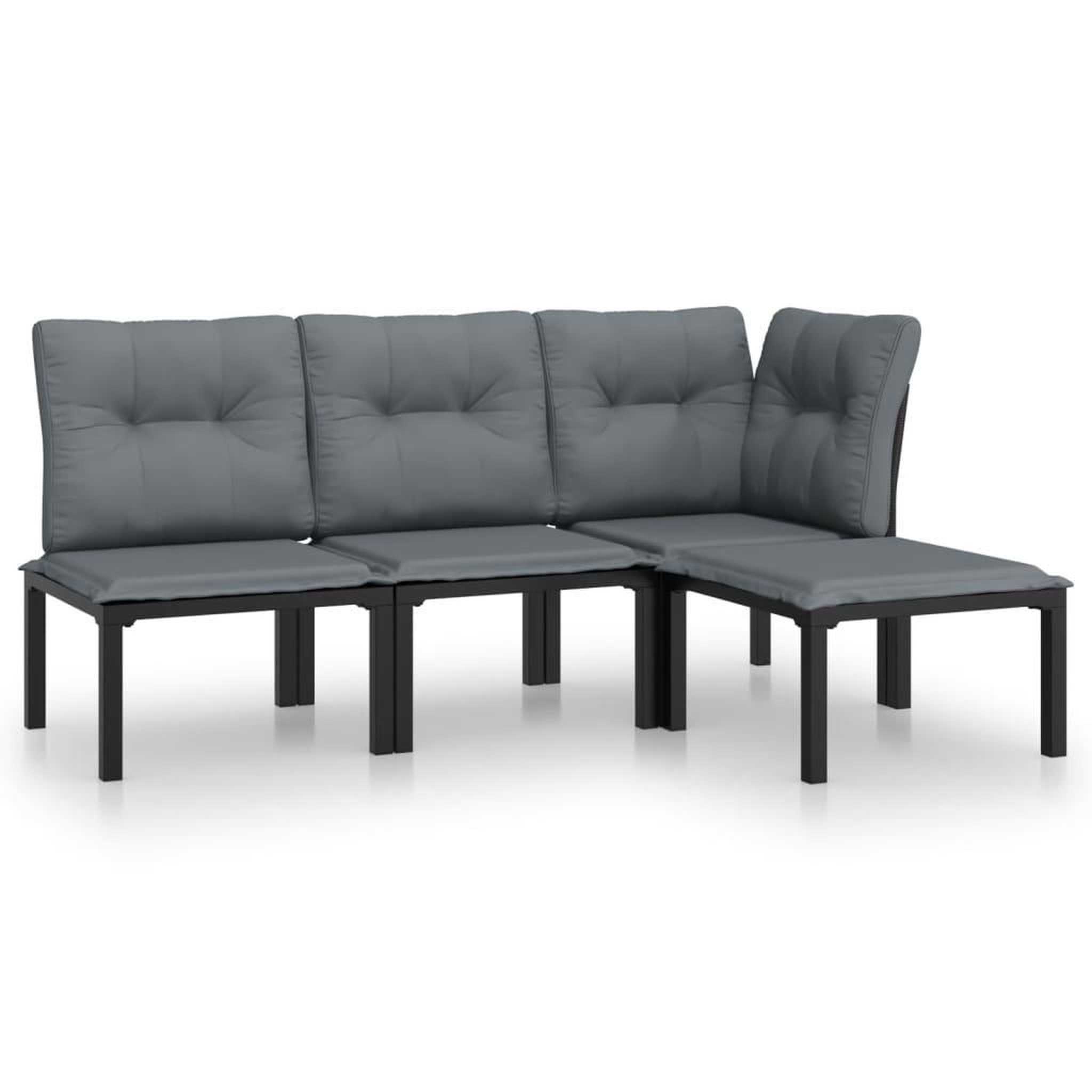 Voir la diapositive 2 : VIDAXL Salon de jardin 4 pcs noir et gris resine tressee