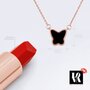 LOVA - LOLA VAN DER KEEN Collier Papillon Noir Prestige avec Chaine Plaquée Or Rose - BUTTERFLY