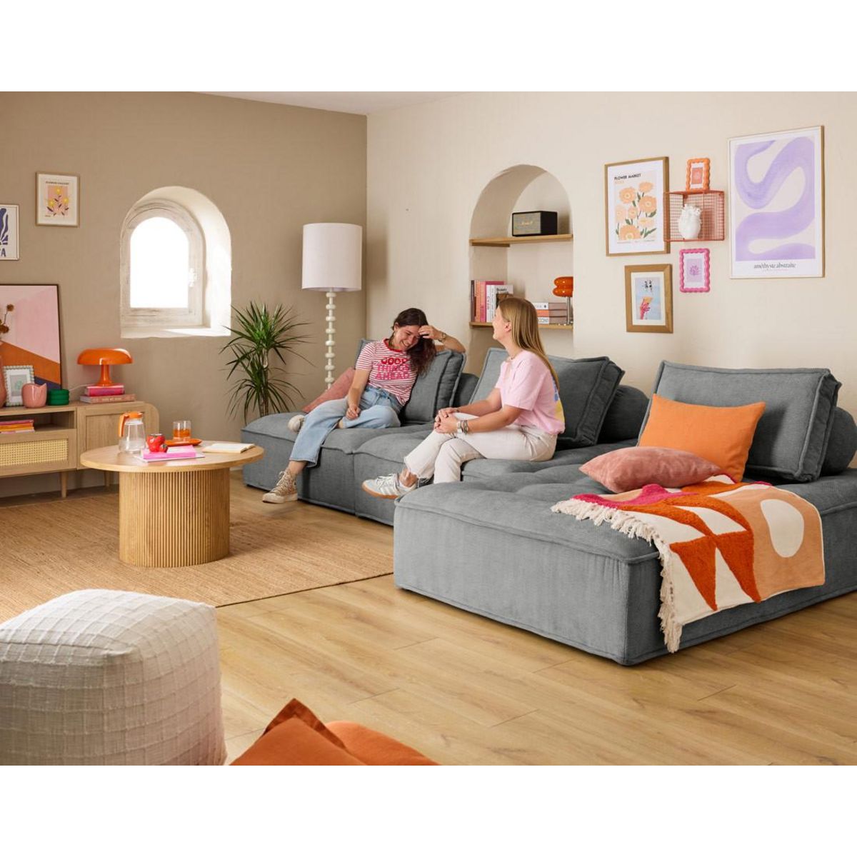 LISA DESIGN Marisol - canapé d'angle modulable 4 places - velours texturé