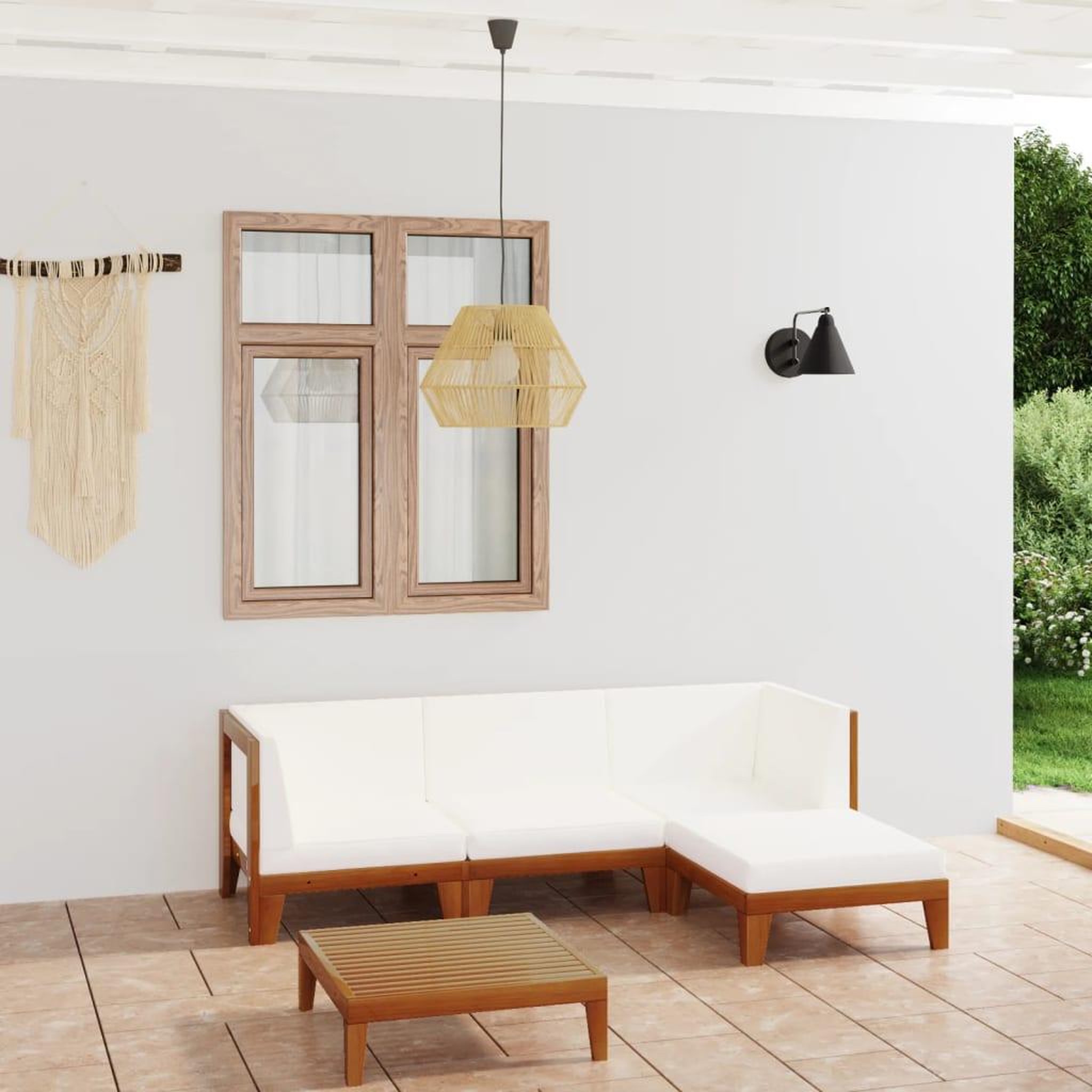 Voir la diapositive 1 : VIDAXL Salon de jardin 5 pcs avec coussins Bois d'acacia solide
