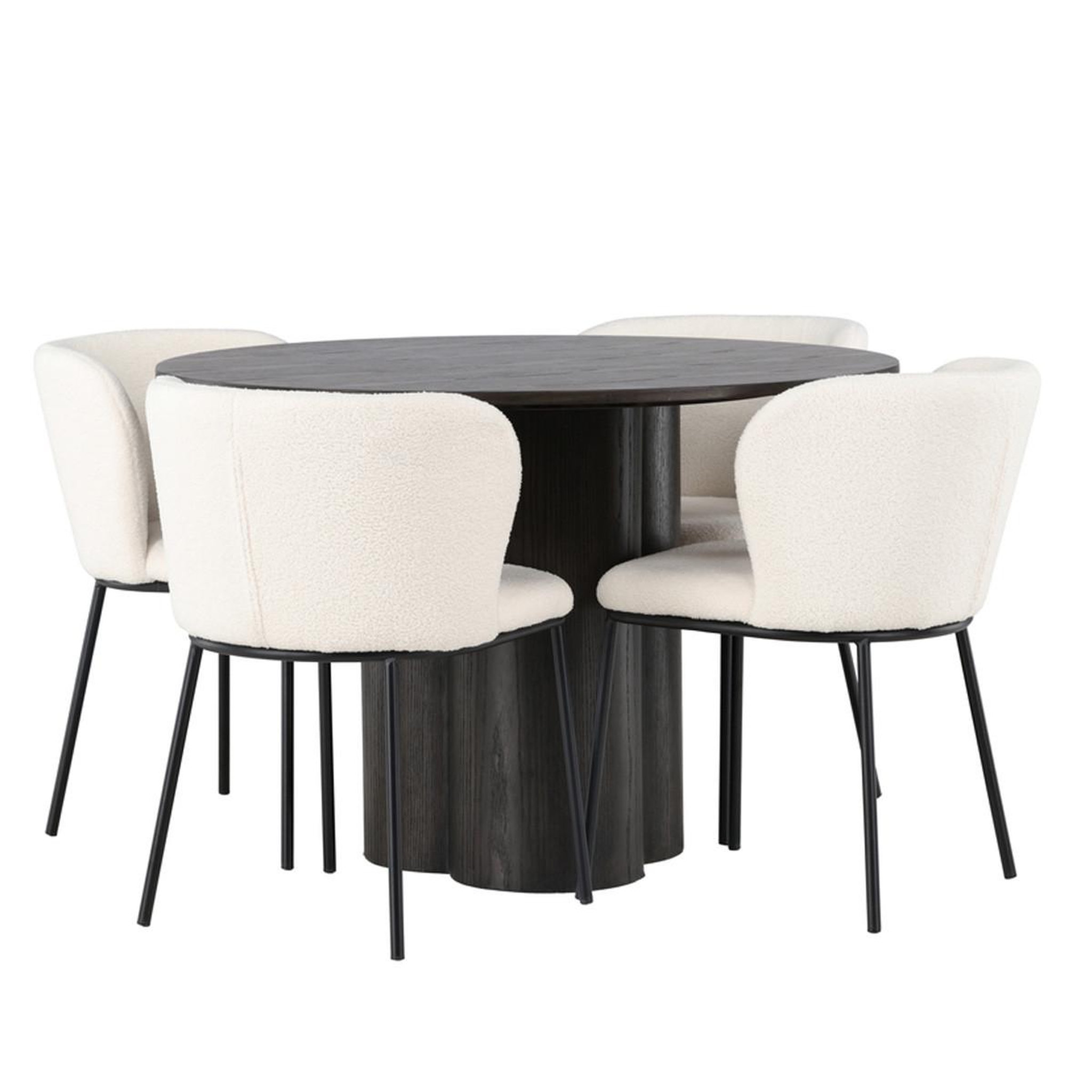 Paris Prix Ensemble table à manger & 4 chaises  olivia & edina  110cm moka & blanc