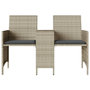 Voir la diapositive 5 : VIDAXL Canape de jardin 2 places avec table tabourets gris clair rotin