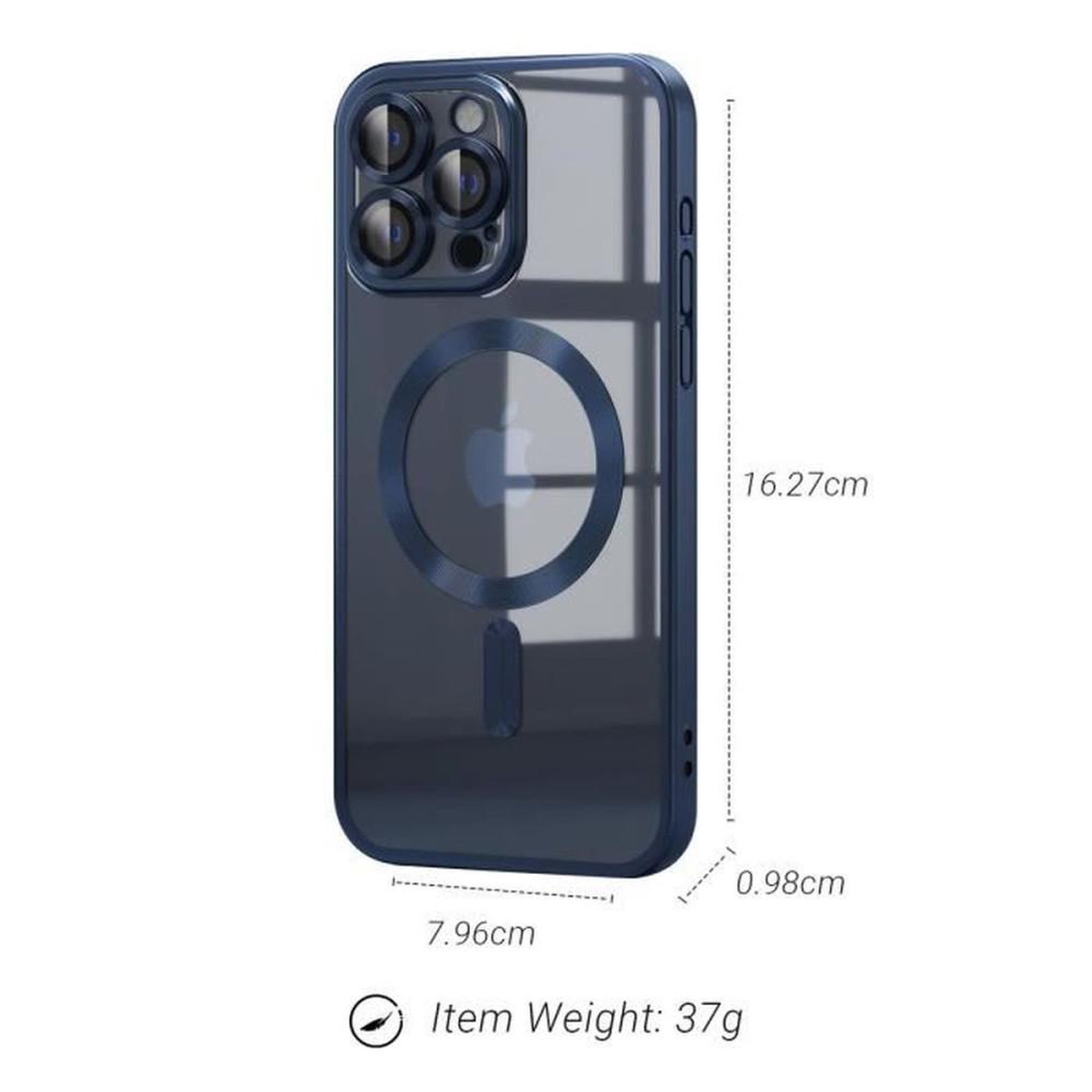 Voir la diapositive 2 : Coque TPU magnétique de protection militaire pour iPhone 14 Pro Max, transparente bleu anti-jaunissement