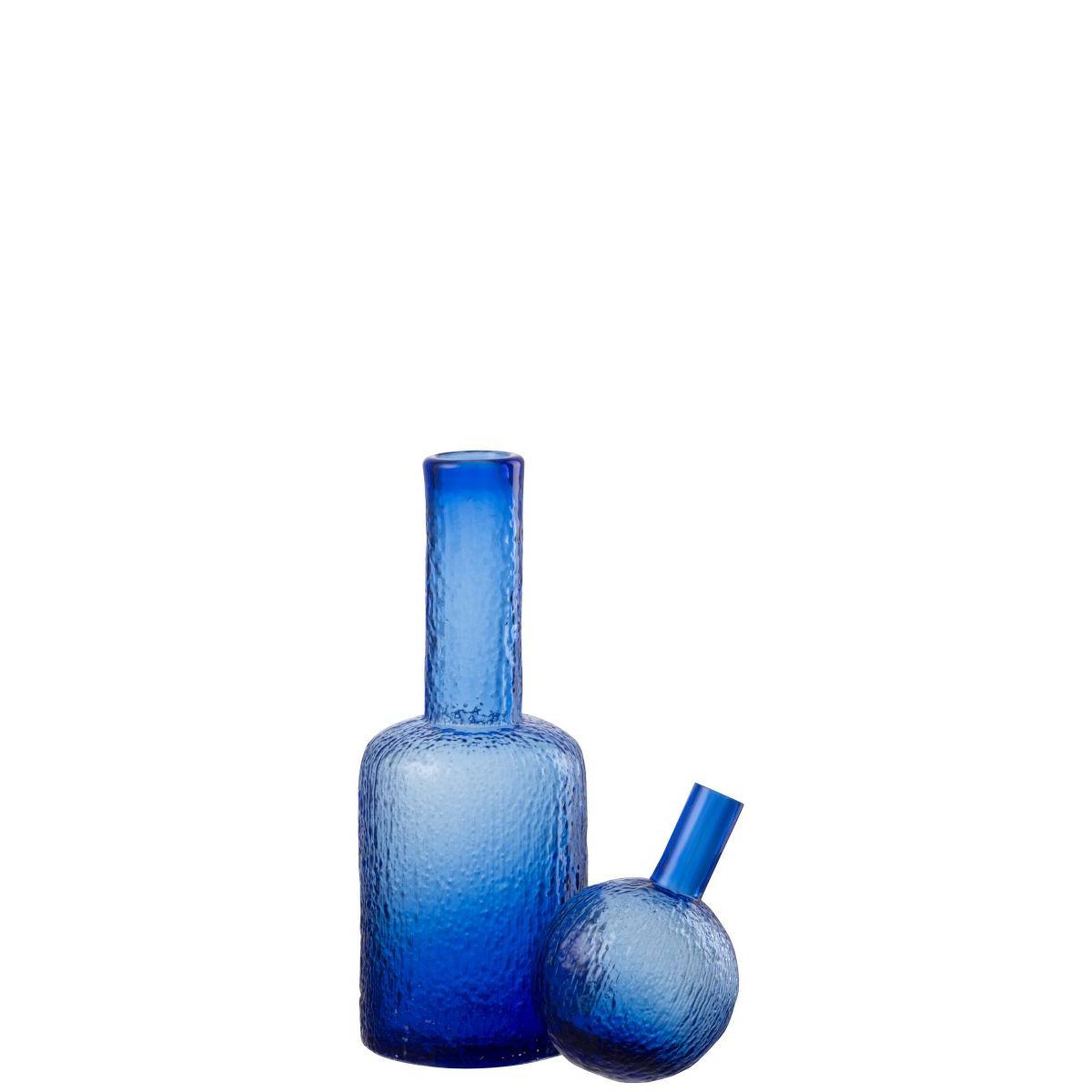 Voir la diapositive 2 : J-LINE Bouteille déco en verre  spiaggia  43cm bleu
