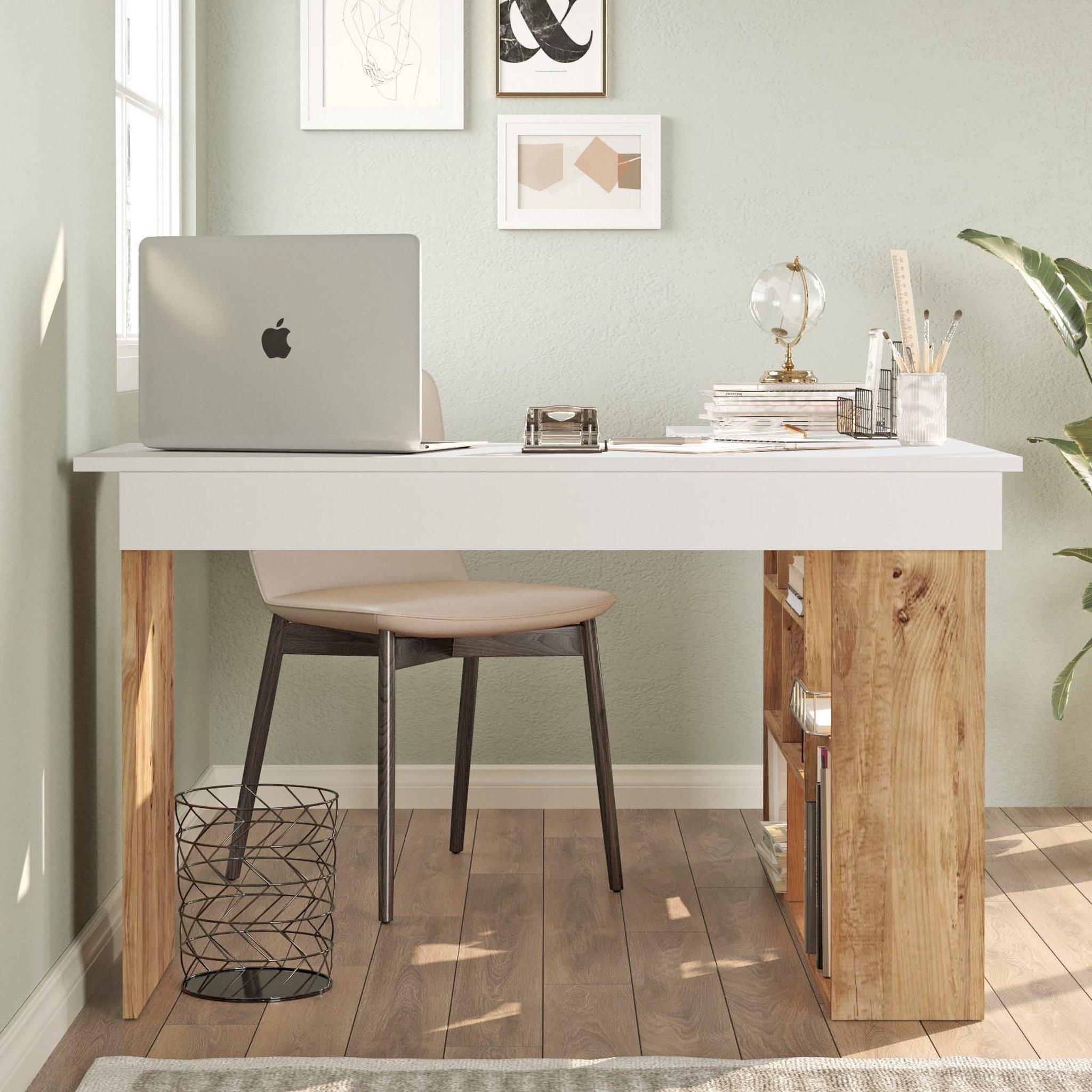 Voir la diapositive 4 : Habitat et Jardin Bureau en bois  ct5  - 129 x 120 x 72 cm - pin atlantique blanc
